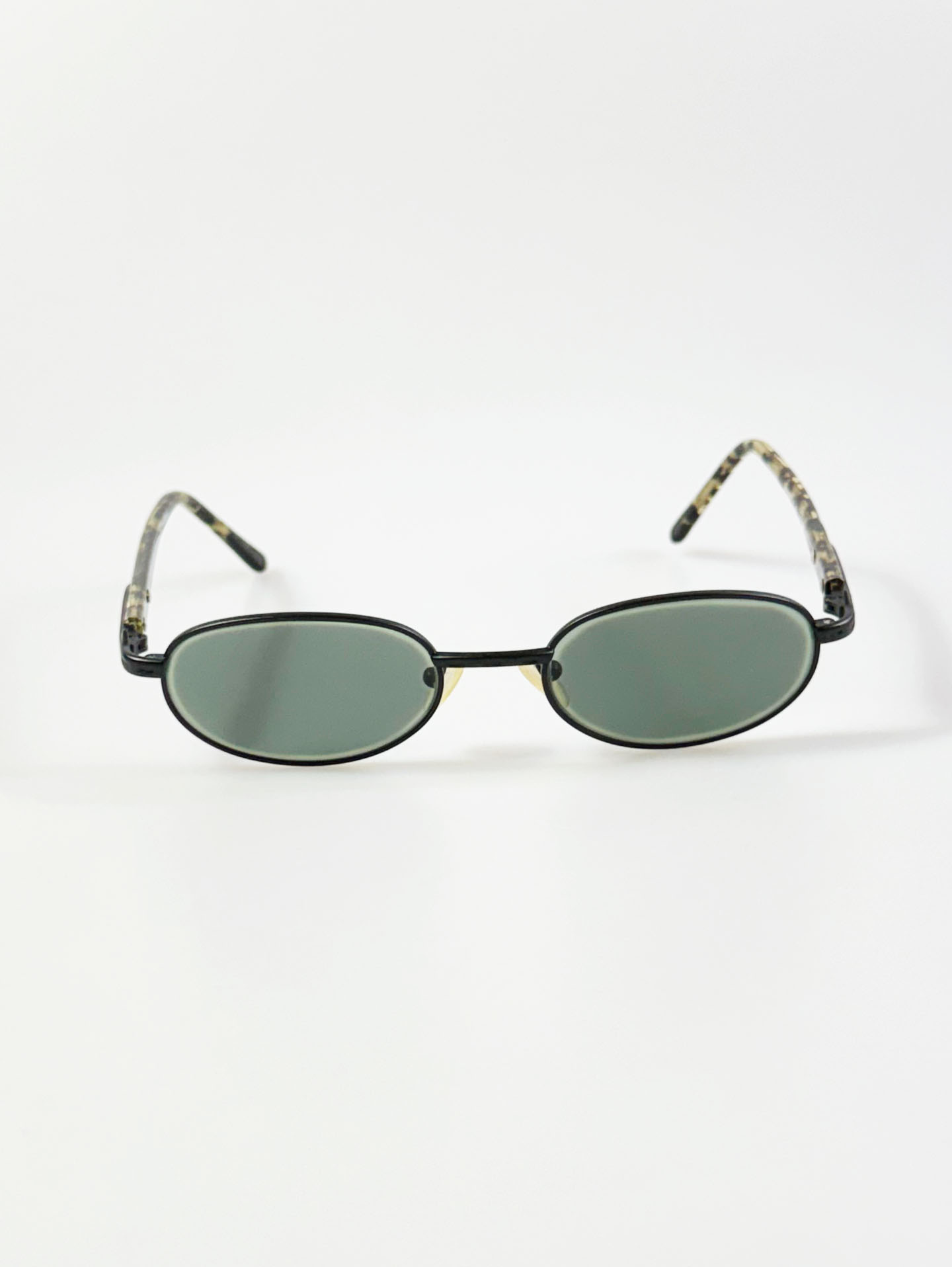 90's XOOR Black Slim Oval Metal Sunglasses