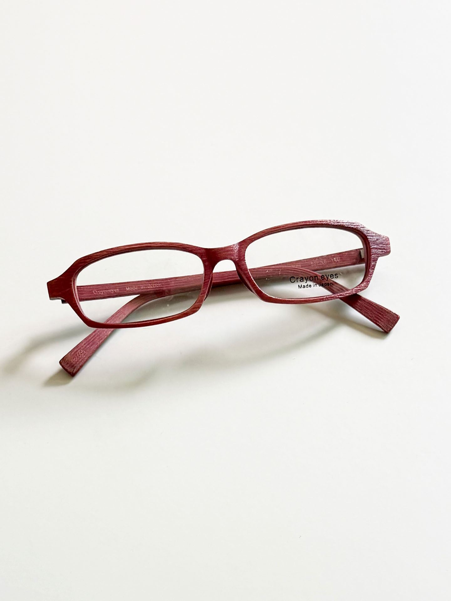 CRAYON EYES Pink Wood Slim Rectangle Frame Glasses (made in Japan)