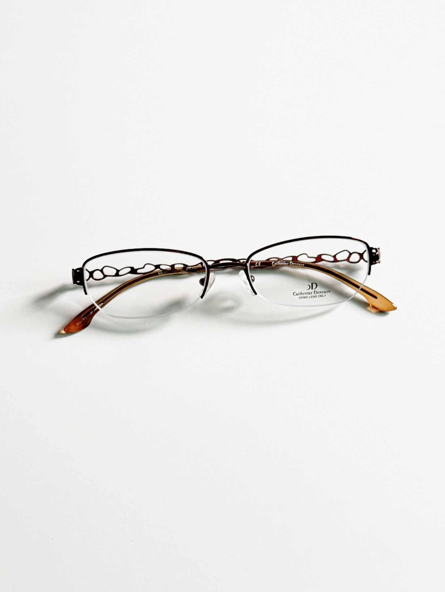 Catherine Deneuve Slim Square Half-Rim Metal Frame Glasses