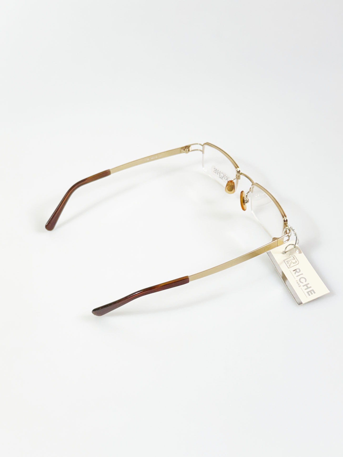 RICHE PARIS Gold Squaare Half-Rim Metal Glasses