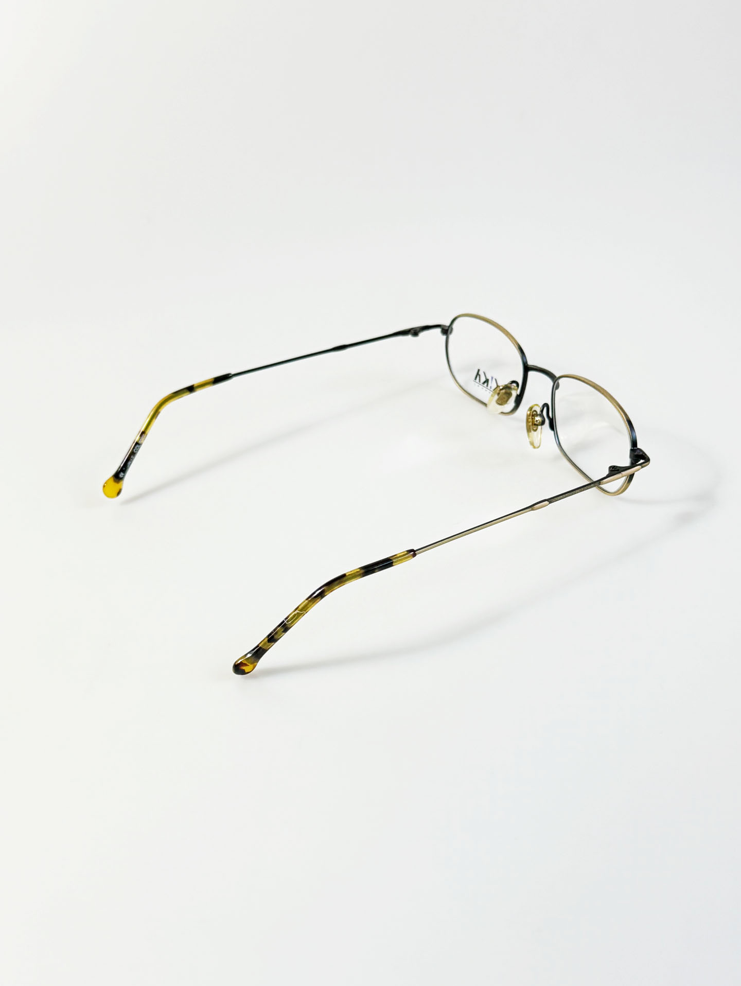 90's K!KA Matte Gold & Black Two-Tone Metal Slim Square Glasses