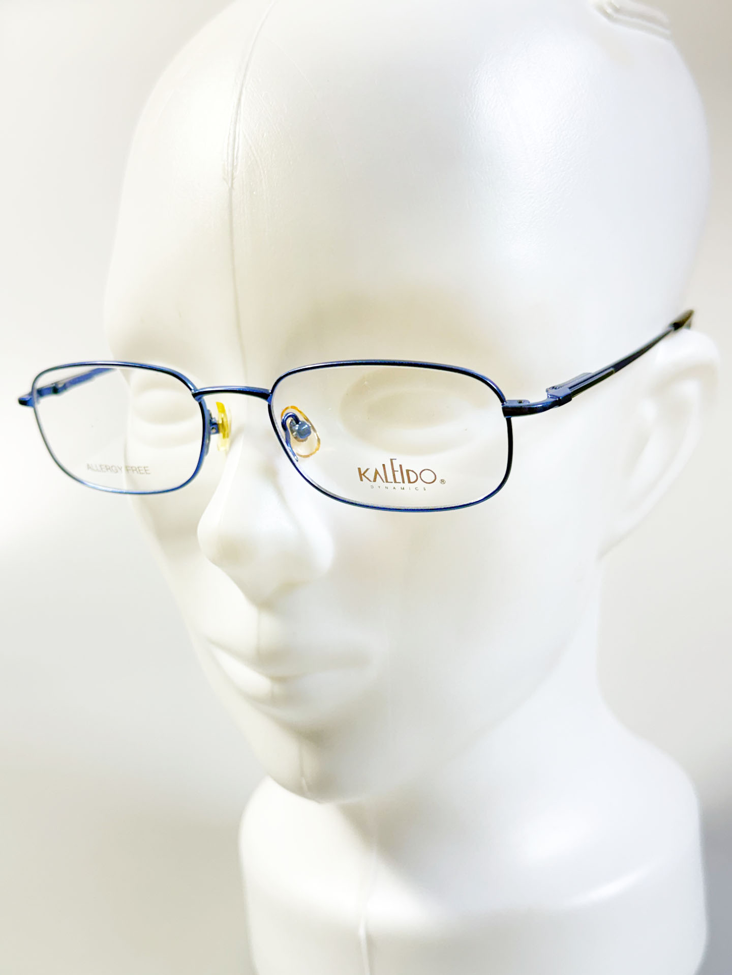 90's KALEIDO Blue Slim Square Metal Frame Glasses