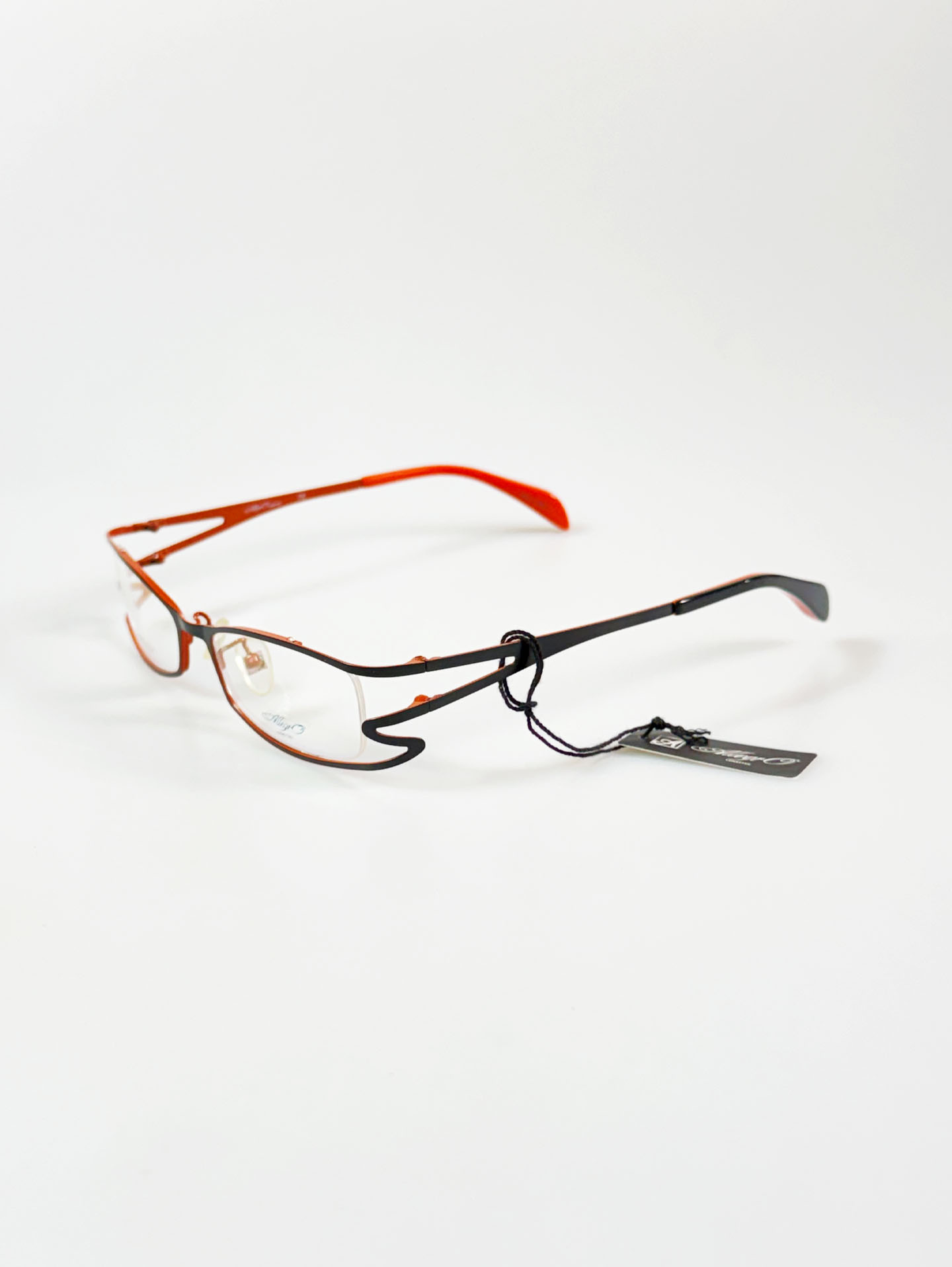 ALLEGRO Orange & Black Slim Square Metal Frame Glasses