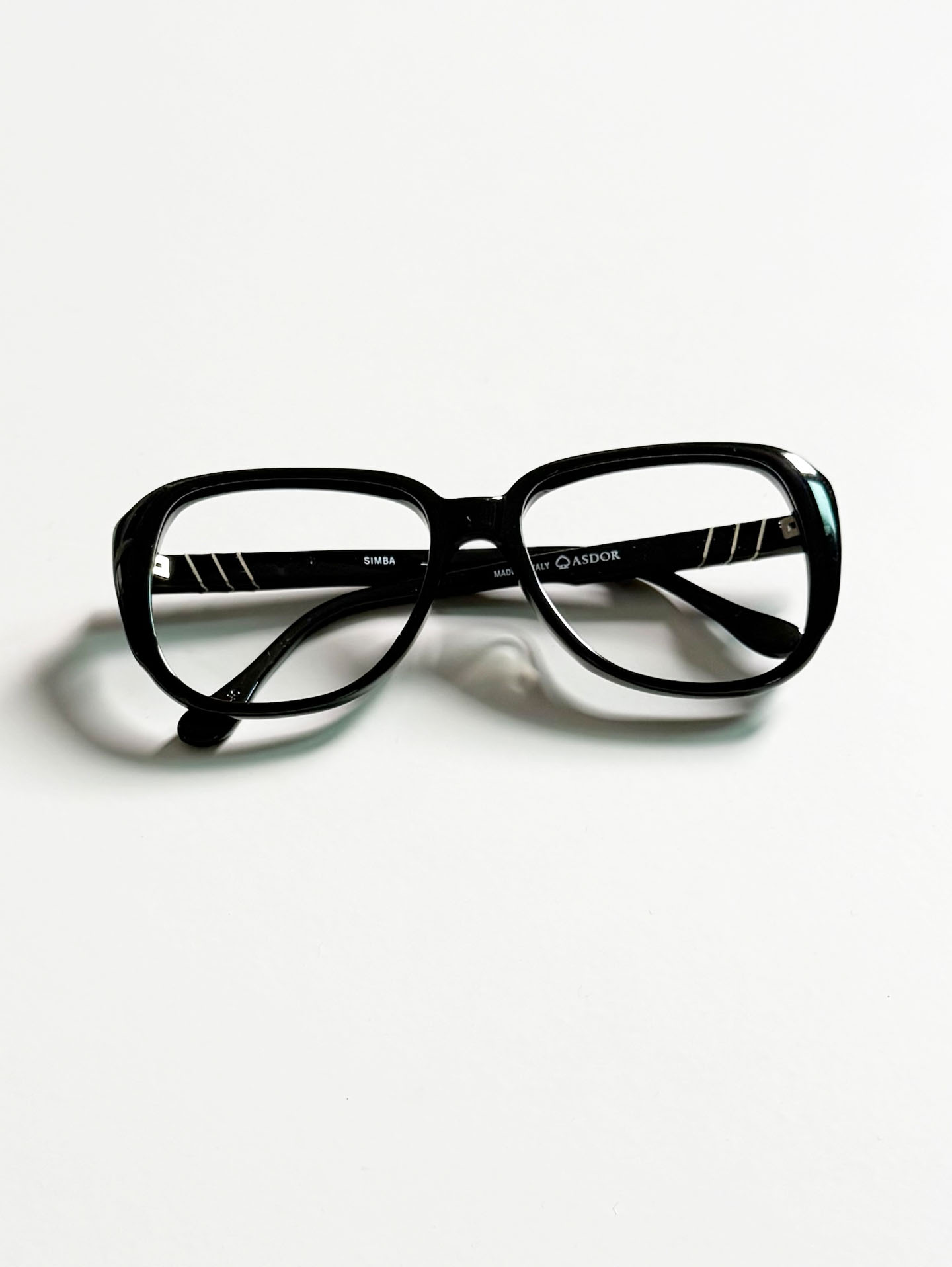 90's ASDOR Black Oversized Square Horn-Rim Glasses