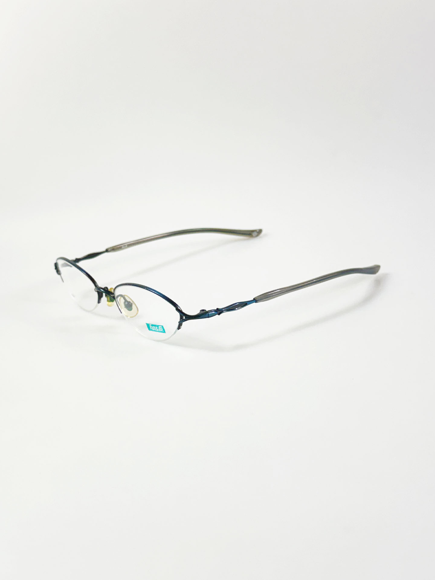 90's FUTIS Semi-Rimless Oval Metal Frame Glasses