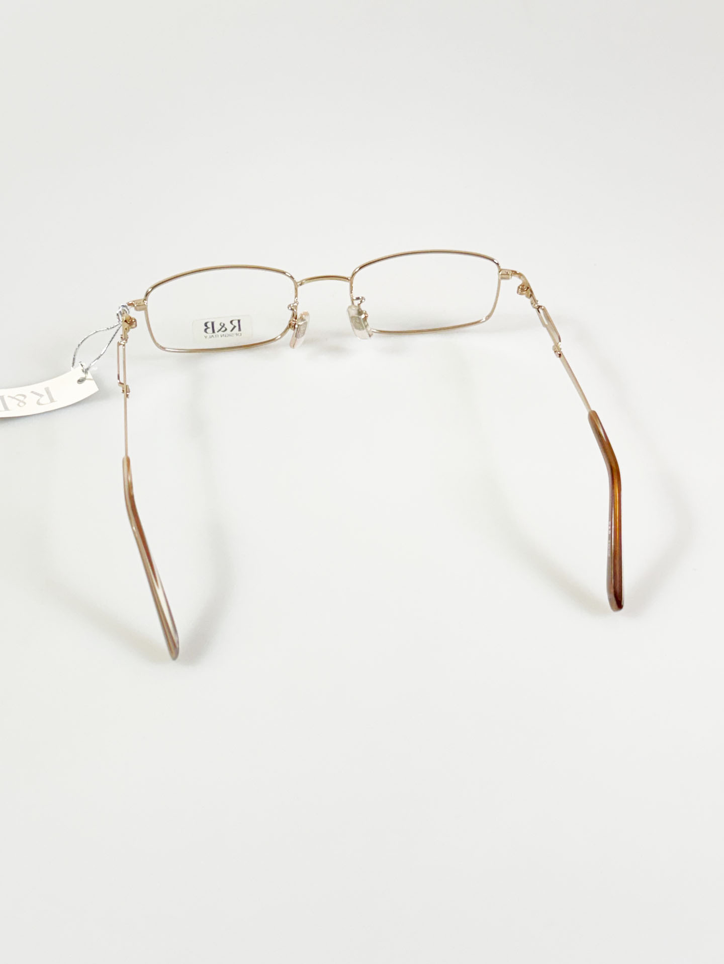 R&B Eyewear Gold Slim Square Metal Glasses