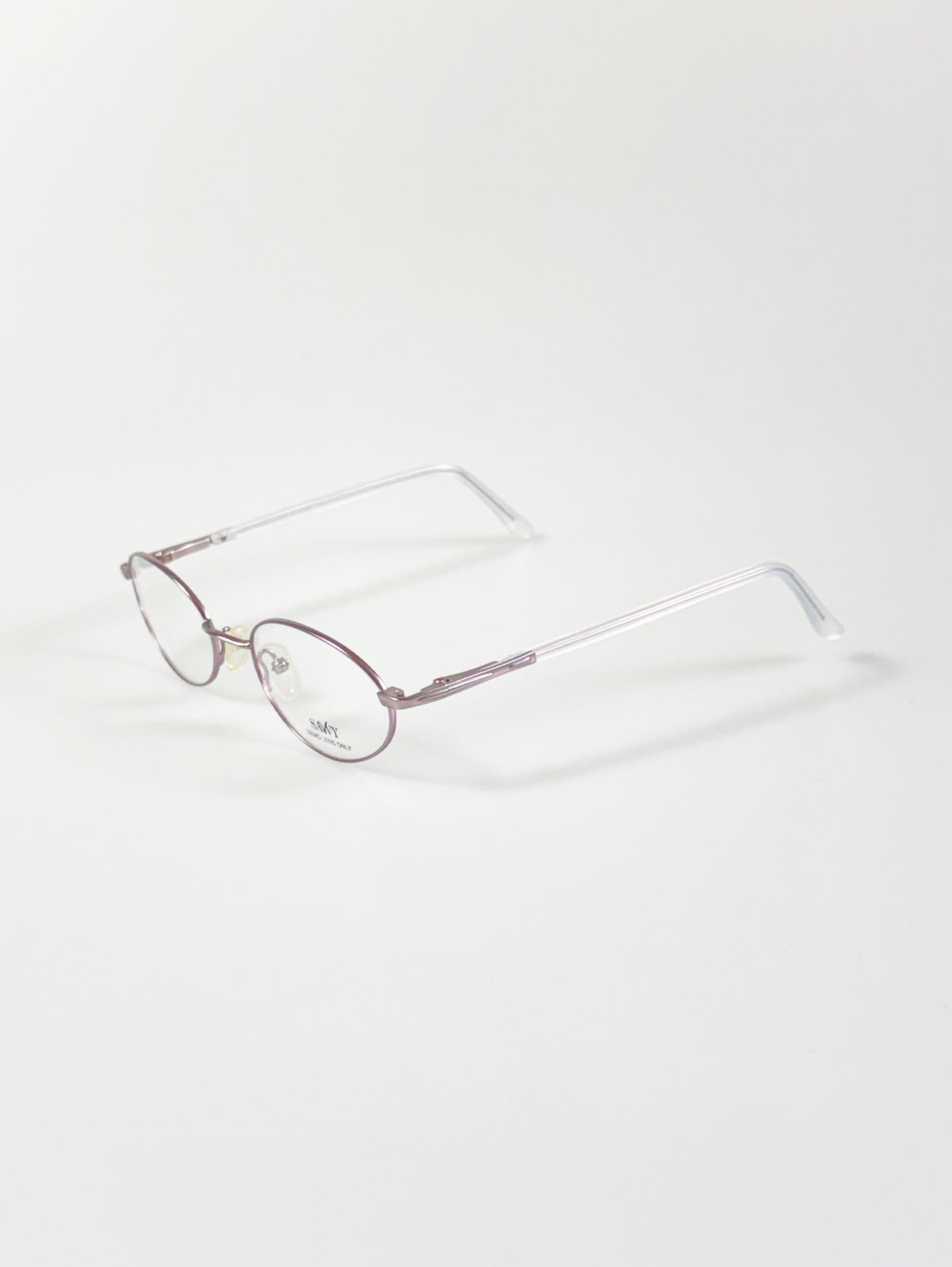 SAWY Slim Oval Pink Metal Frame Glasses