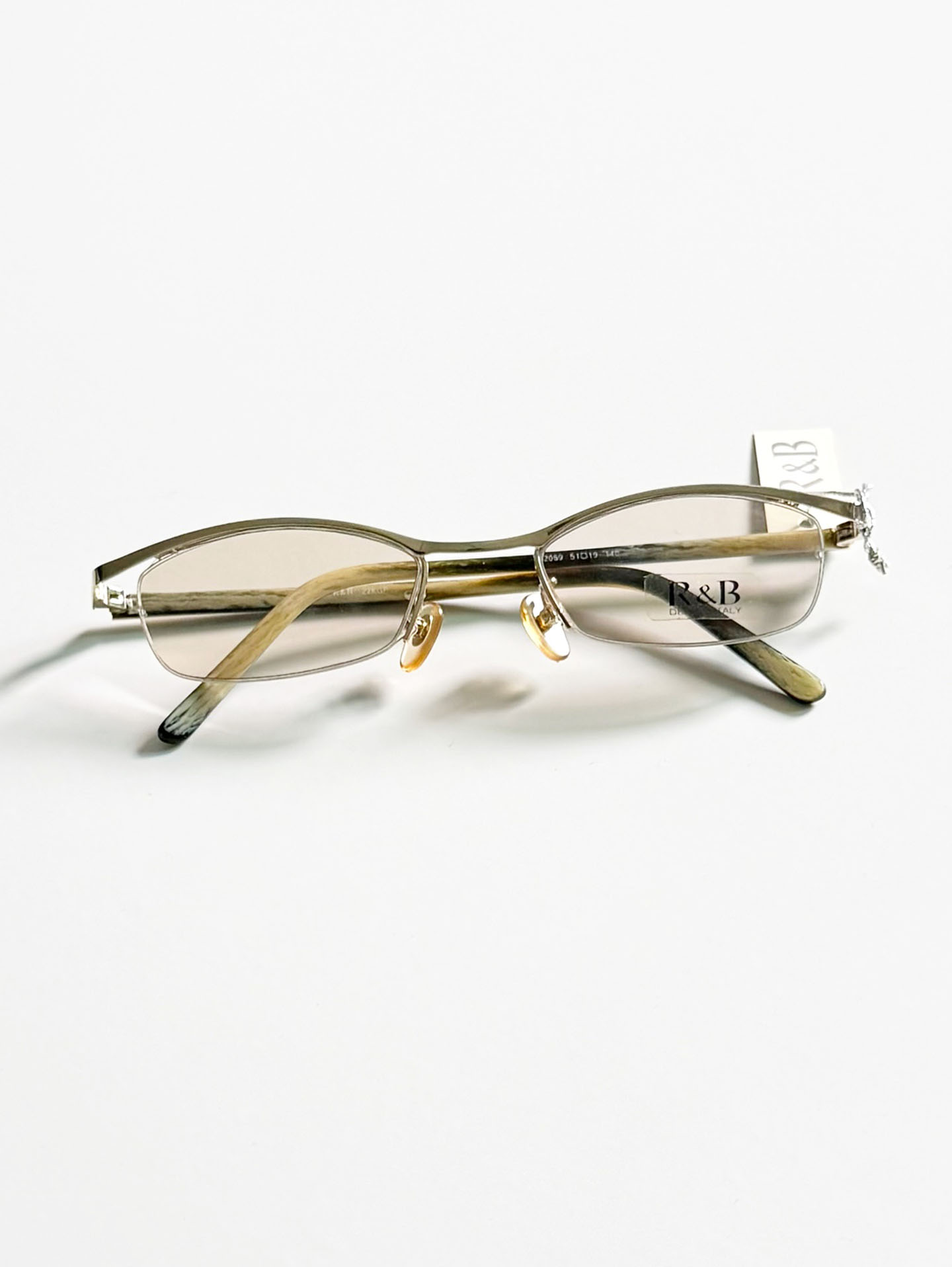 R&B EYEWEAR Gold Semi-Rimless Square Metal Tinted Glasses