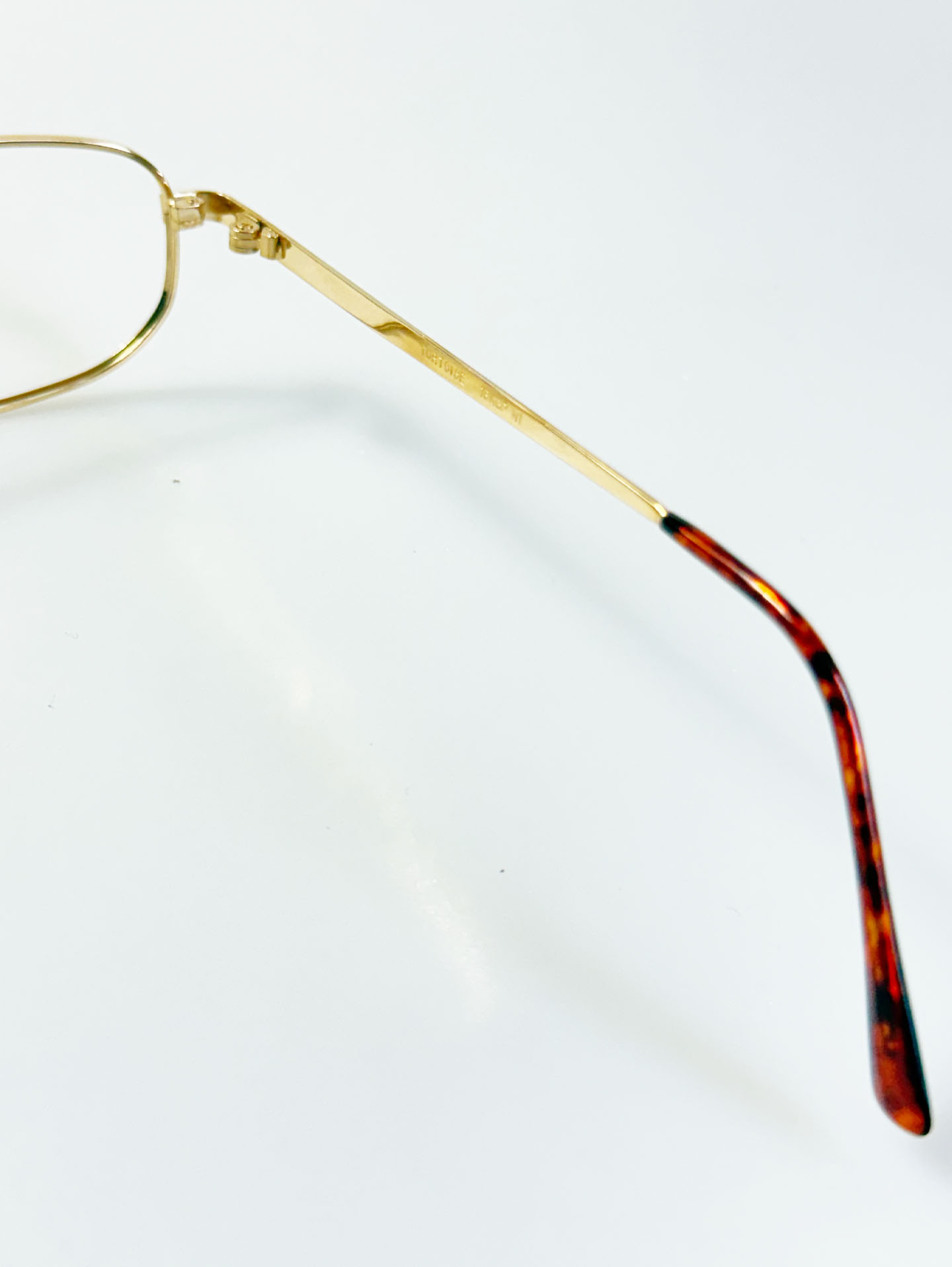 90's TORTOISE Gold Slim Square Metal Frame Glasses