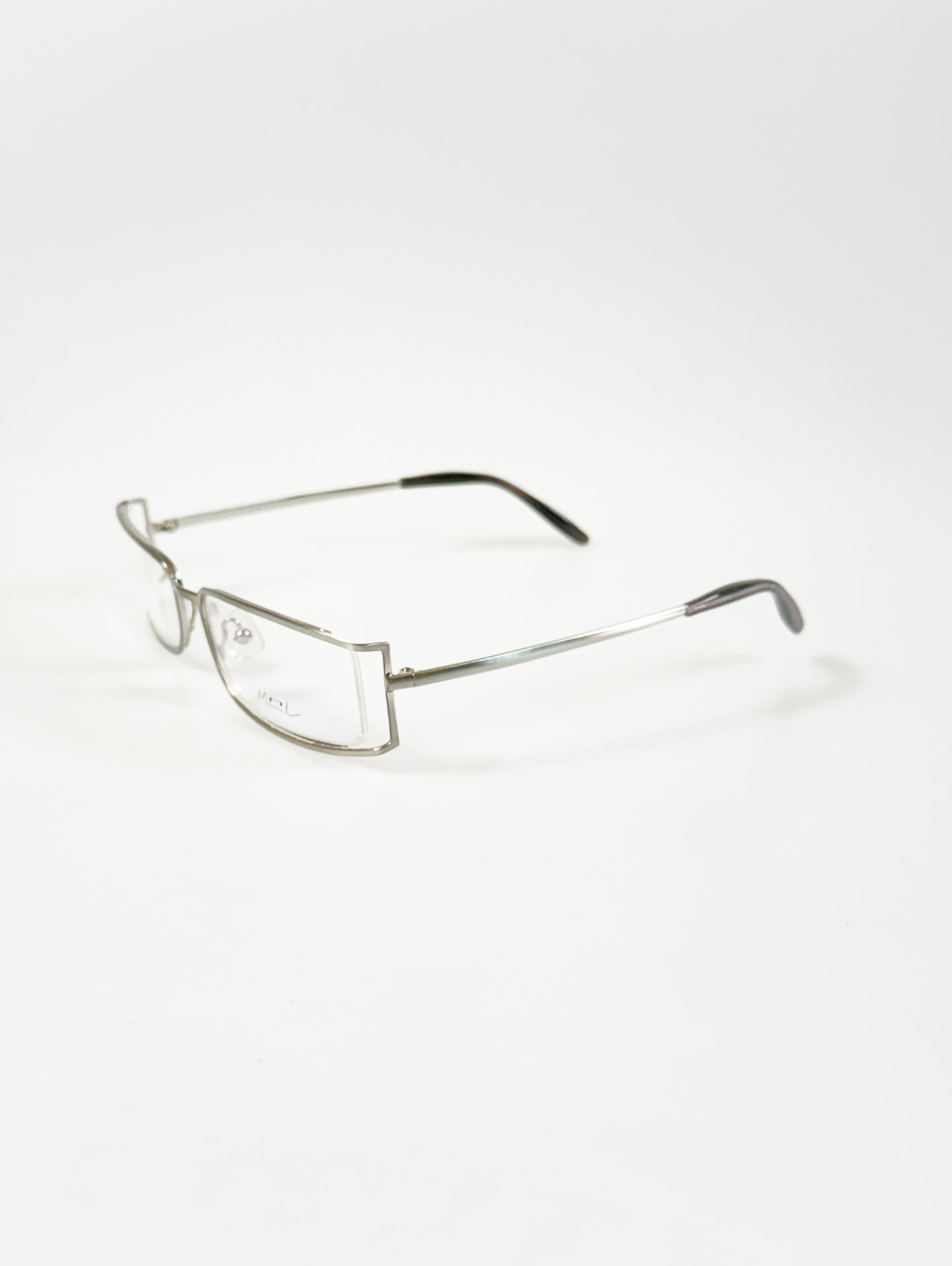 MOOL EYEWEAR Silver Slim Square Metal Frame Glasses