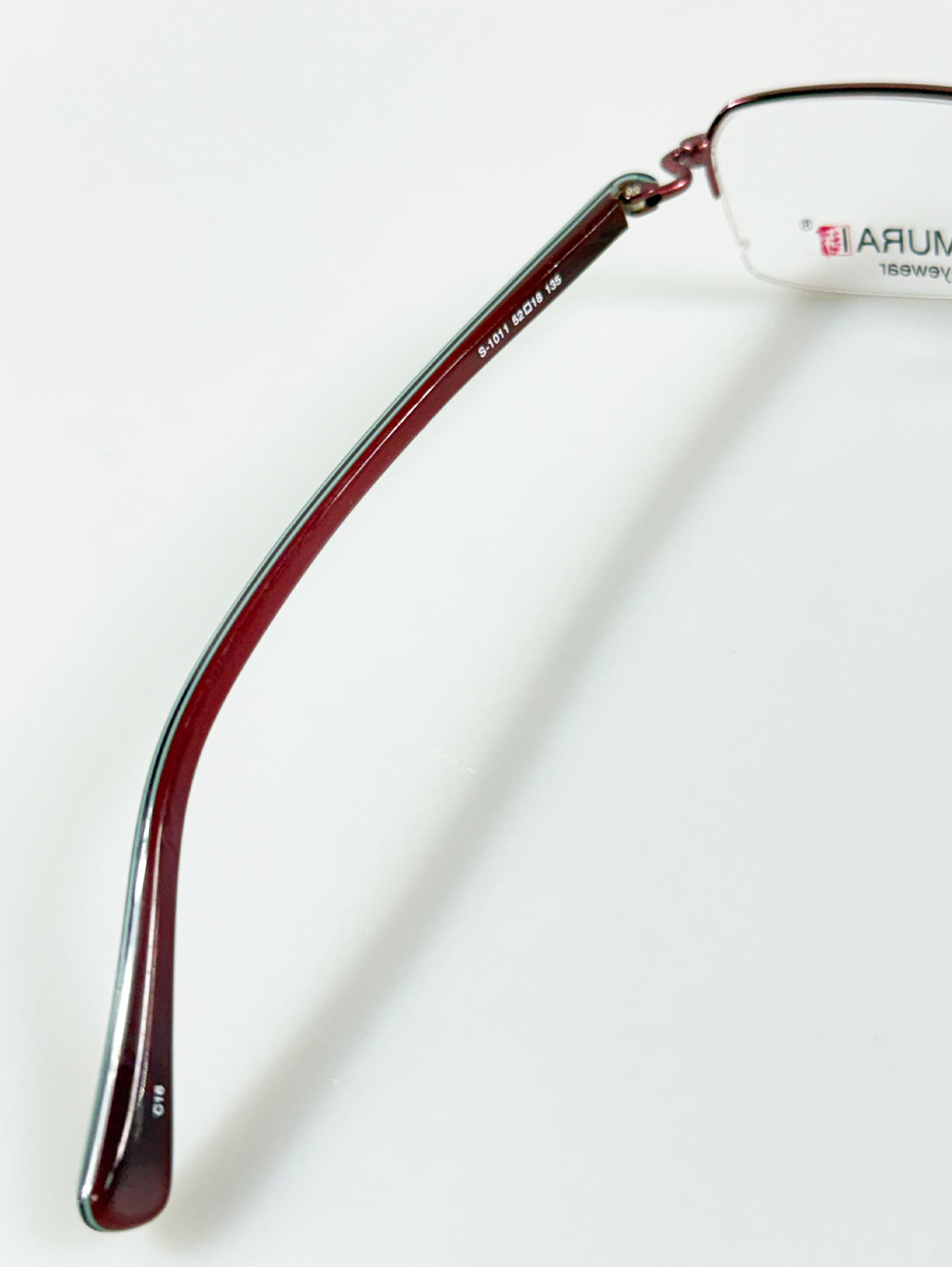 SAMURAI Eyewear Burgundy Half-Rim Square Metal Glasses