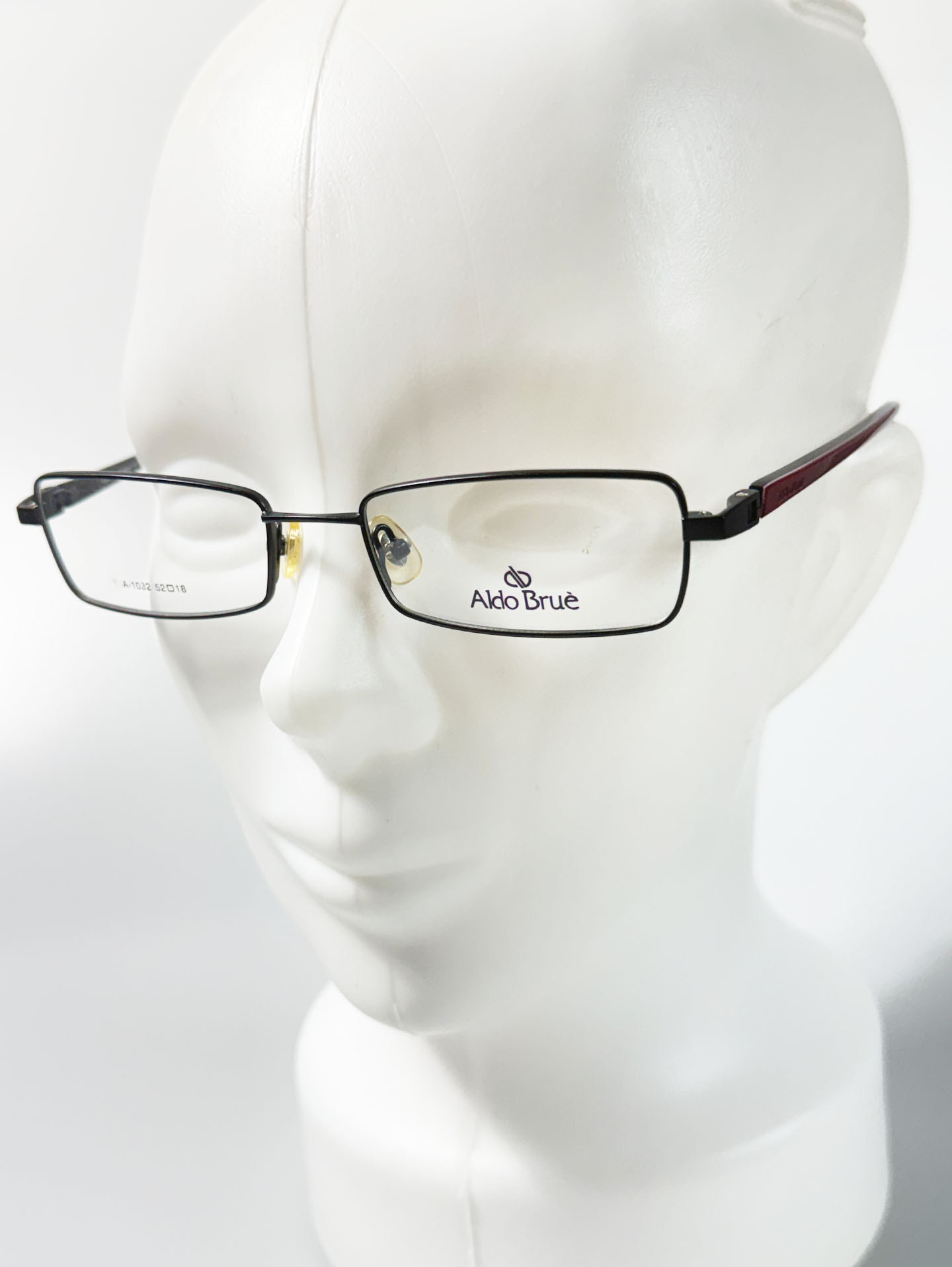 Aldo Brue Black Slim Square Metal Glasses