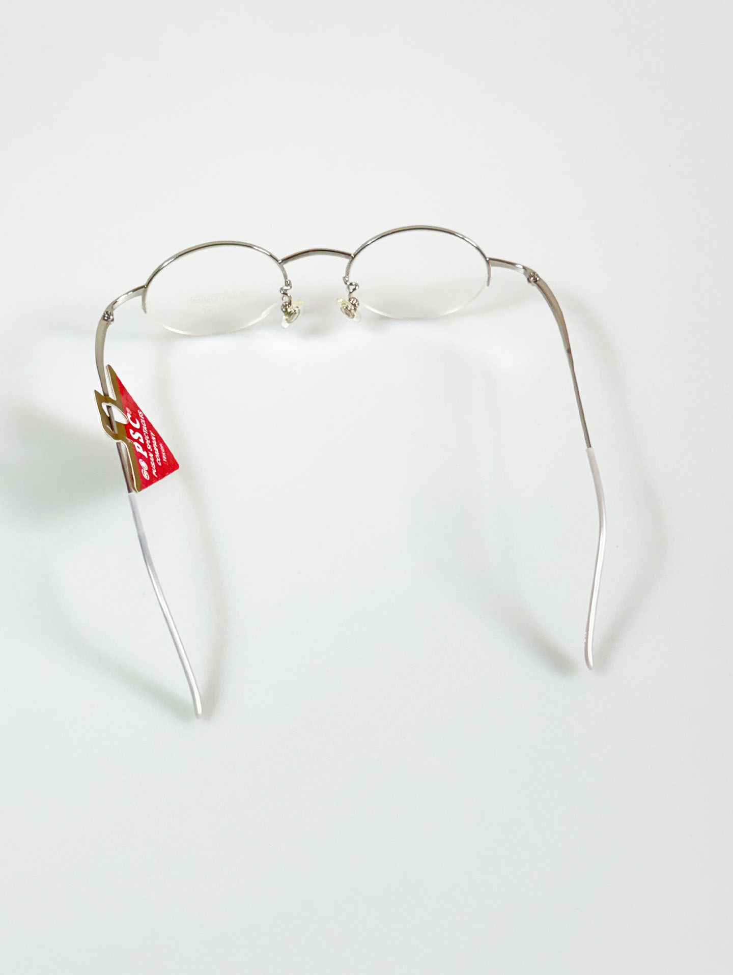 P.S.C Fashion Silver Slim Oval Half-Rim Metal Frame Glasses