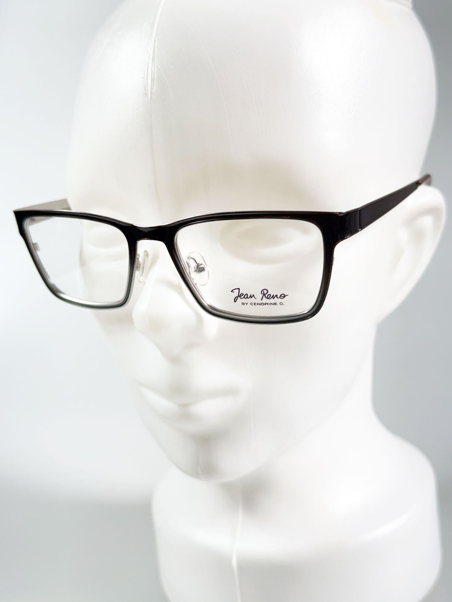 JEAN RENO Silver Tone Square Metal Glasses