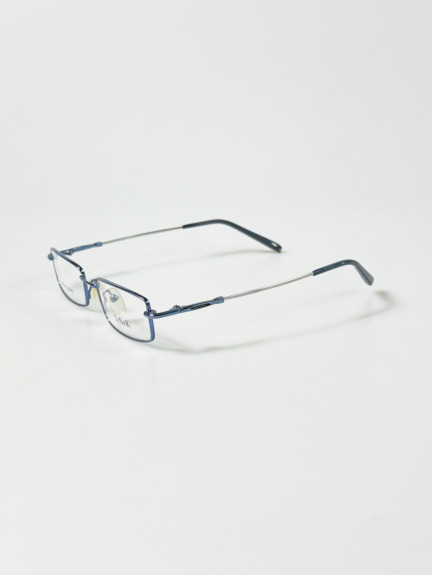 90's J&S&K Blue Slim Square Metal Frame Glasses