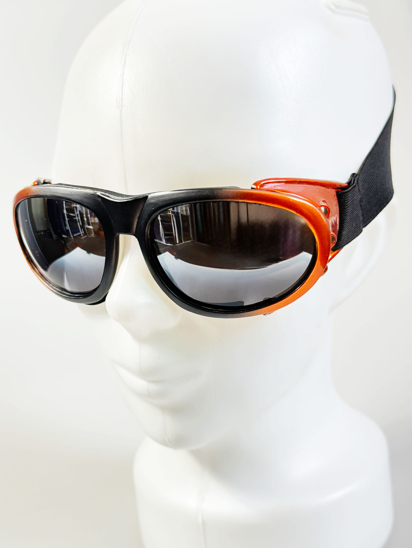 90's TORNADO Black & Orange Goggle Wraparound Sunglasses