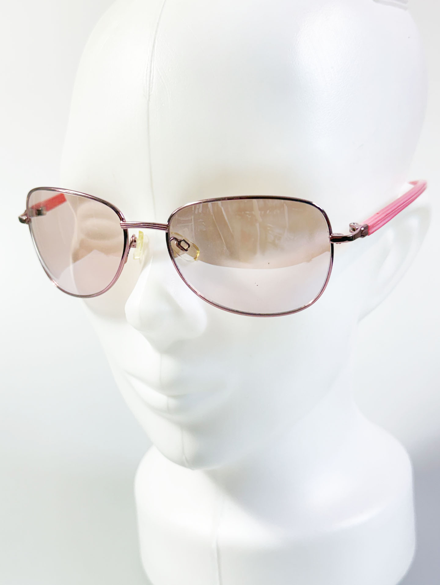 Pink Metal Slim Square Tinted Sunglasses