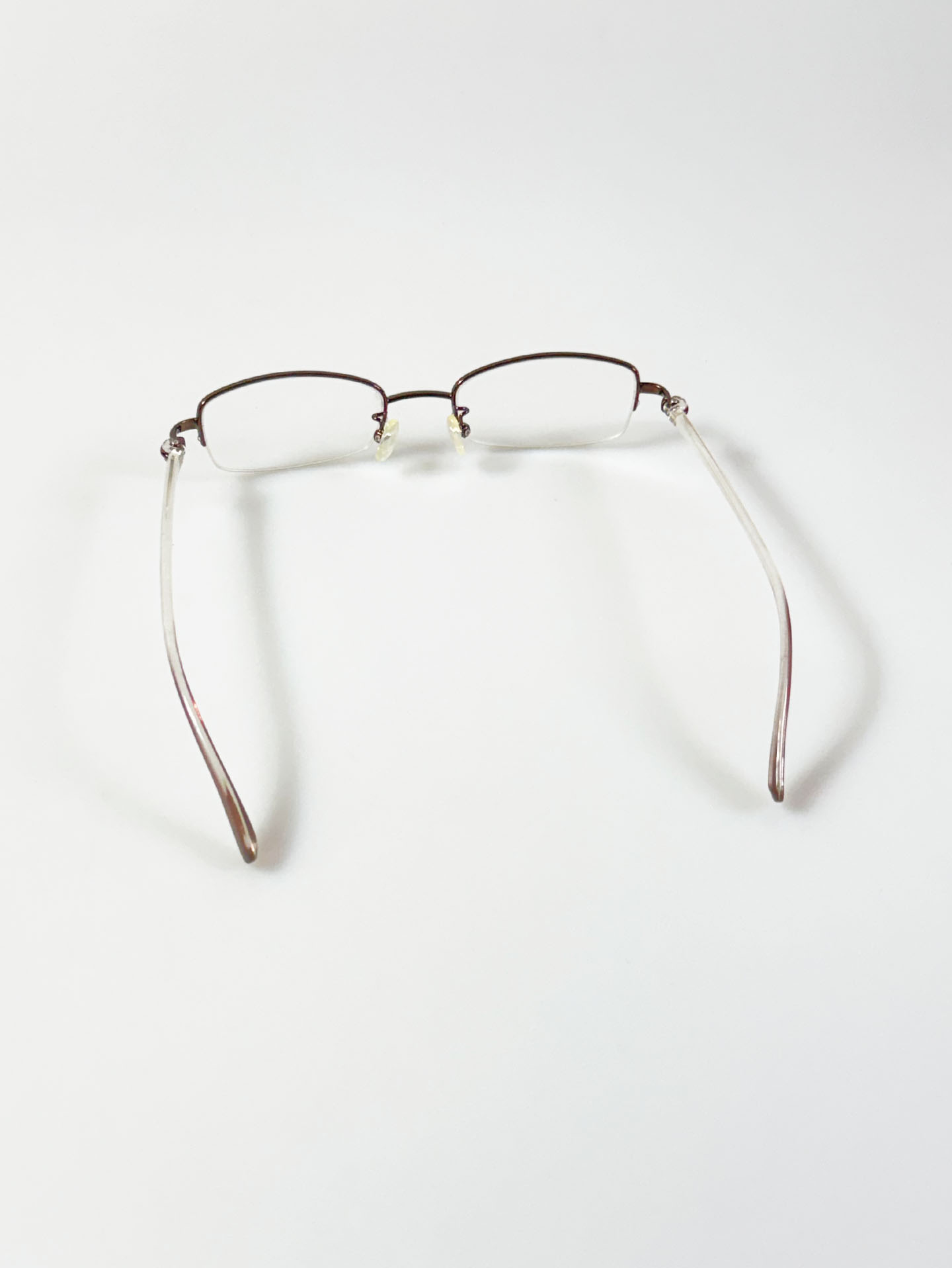 Brown Half Rim Square Metal Glasses