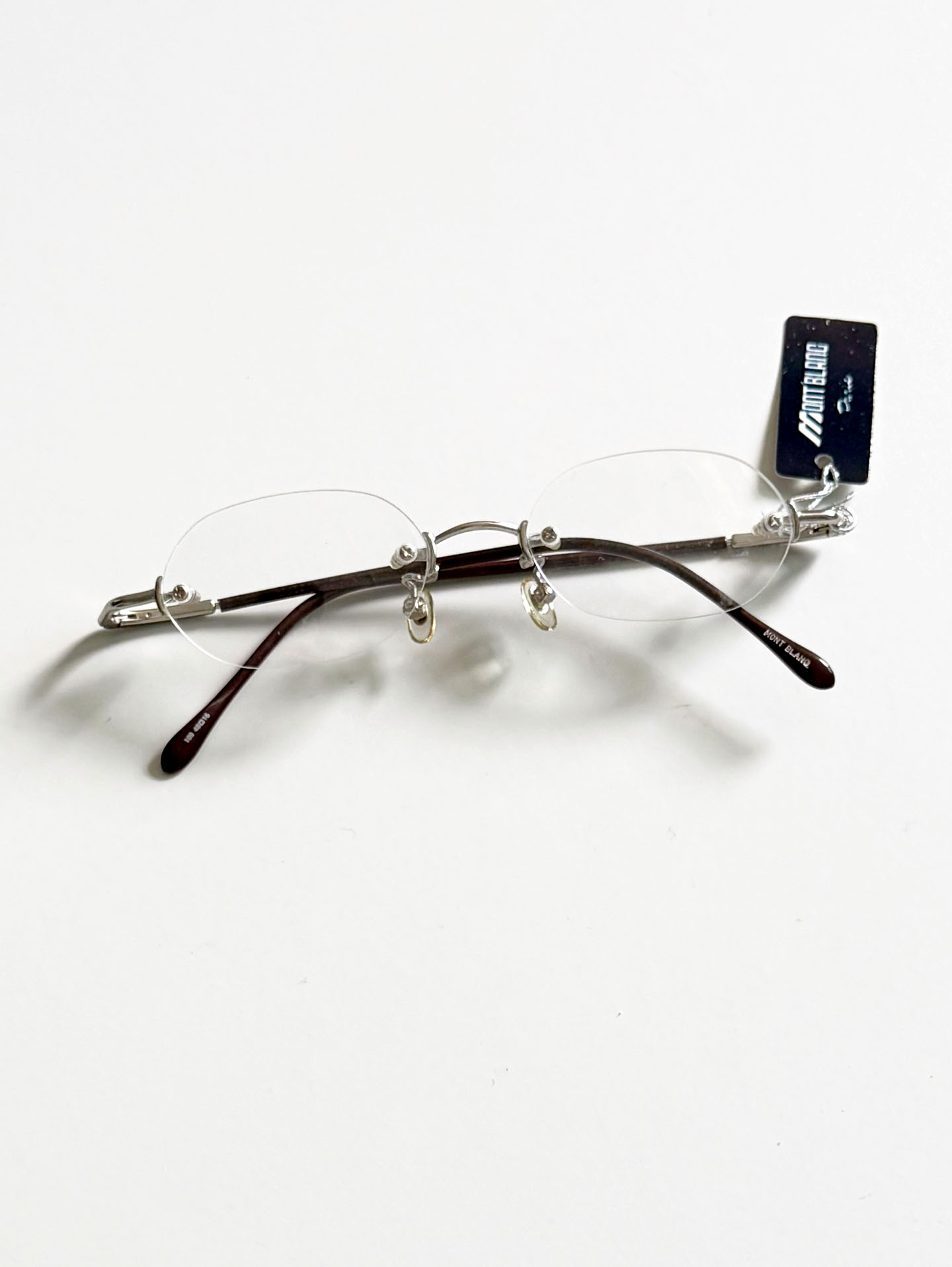 MONT BLANC PARIS Silver Rimless Square Metal Frame Glasses