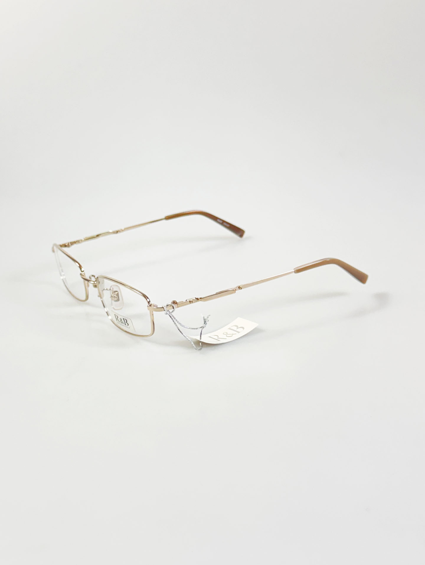 R&B Eyewear Gold Slim Square Metal Glasses