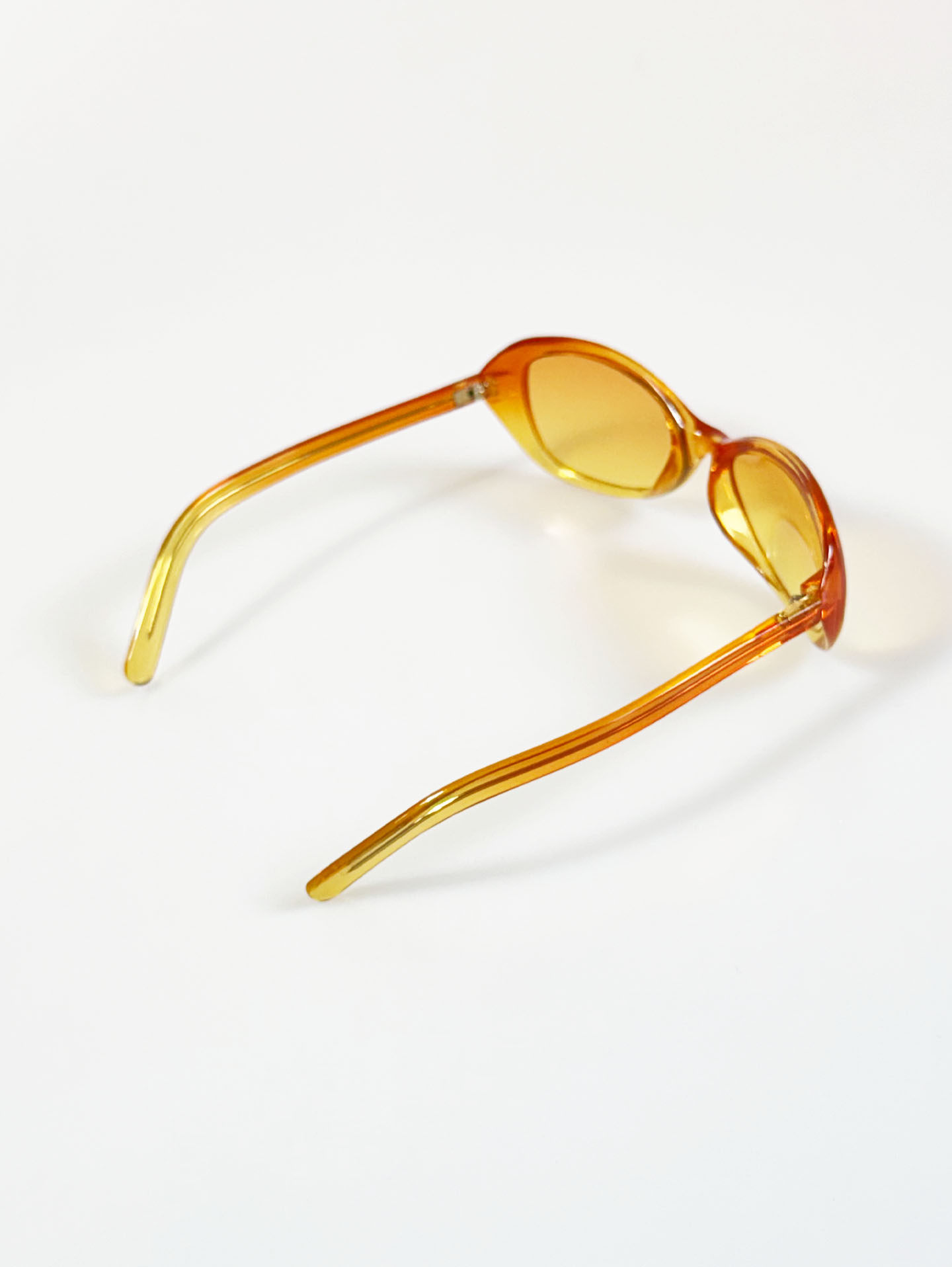 Amber Orange Bold Oval Wrap Frame Tint Sunglasses