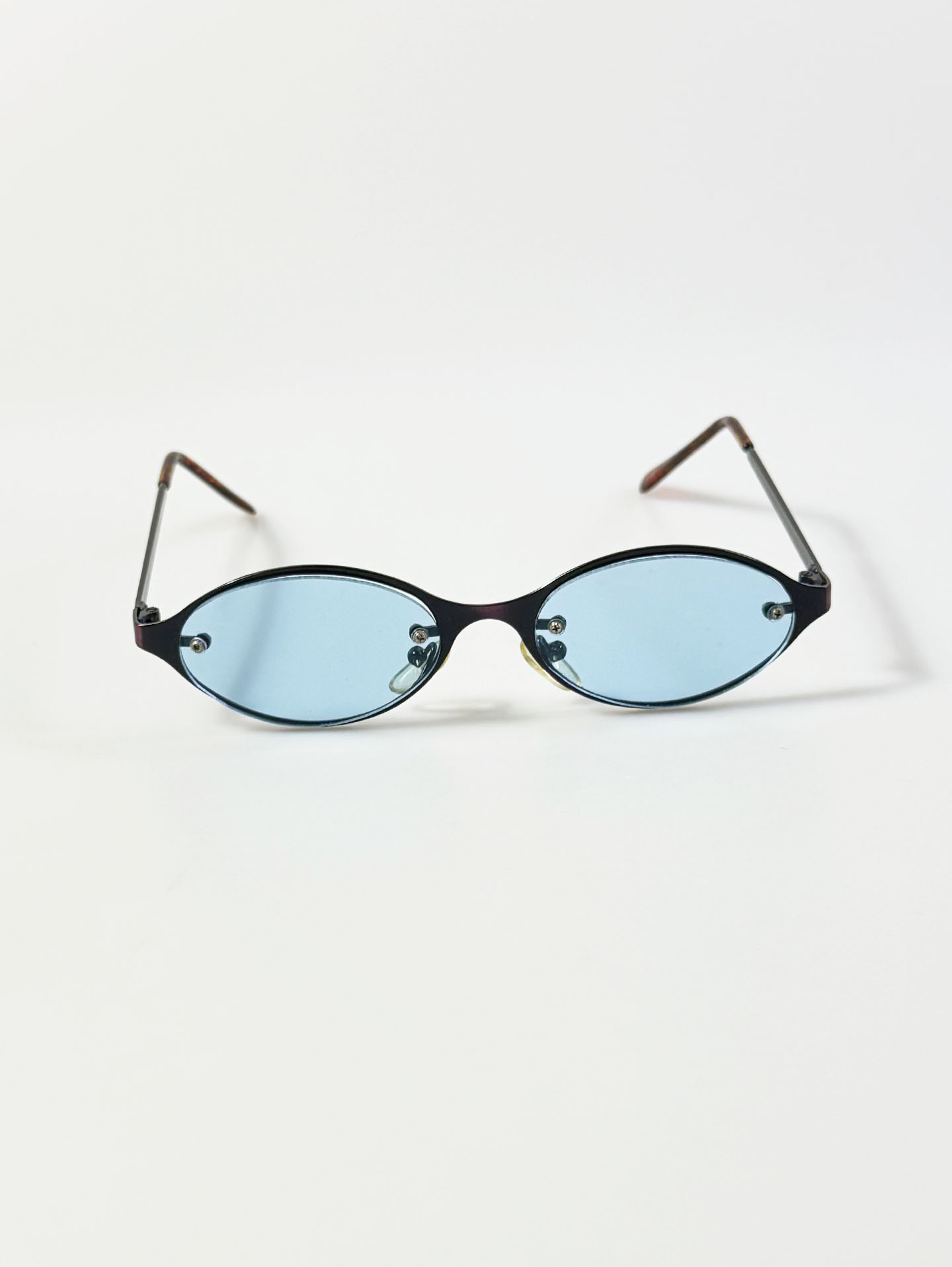 90's Slim Oval Metal Frame Tint Sunglasses