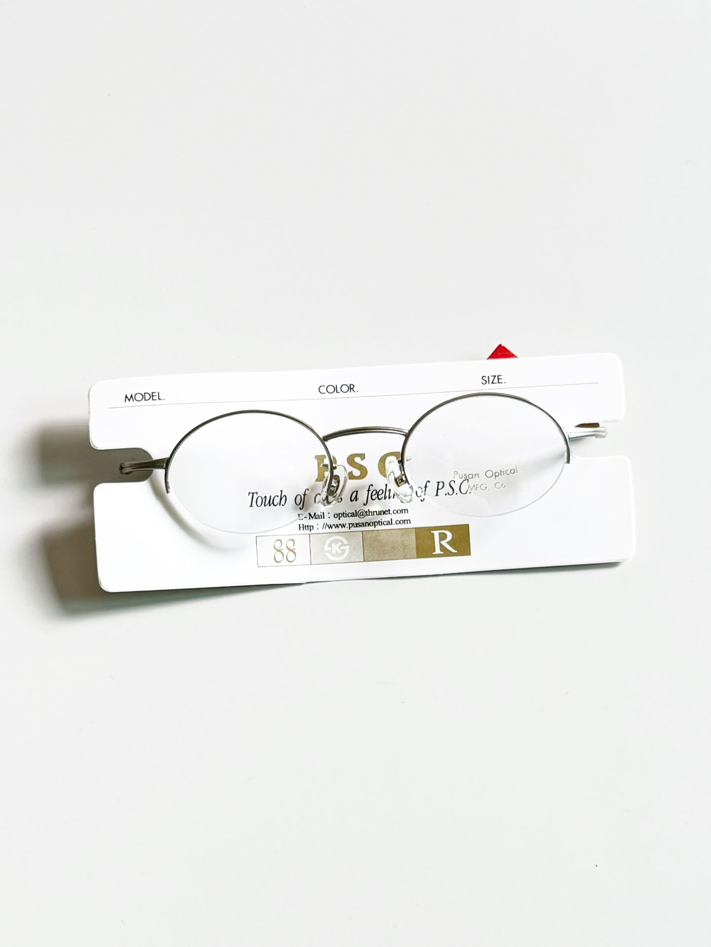 P.S.C Fashion Silver Slim Oval Half-Rim Metal Frame Glasses