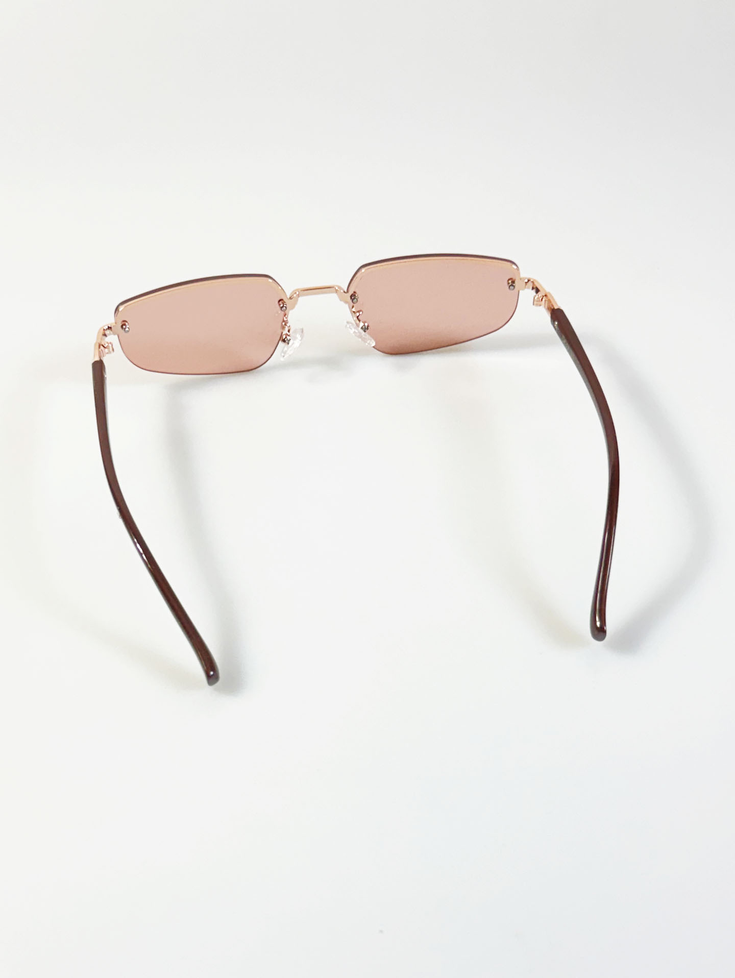 Rimless Square Metal Frame Tint Sunglasses