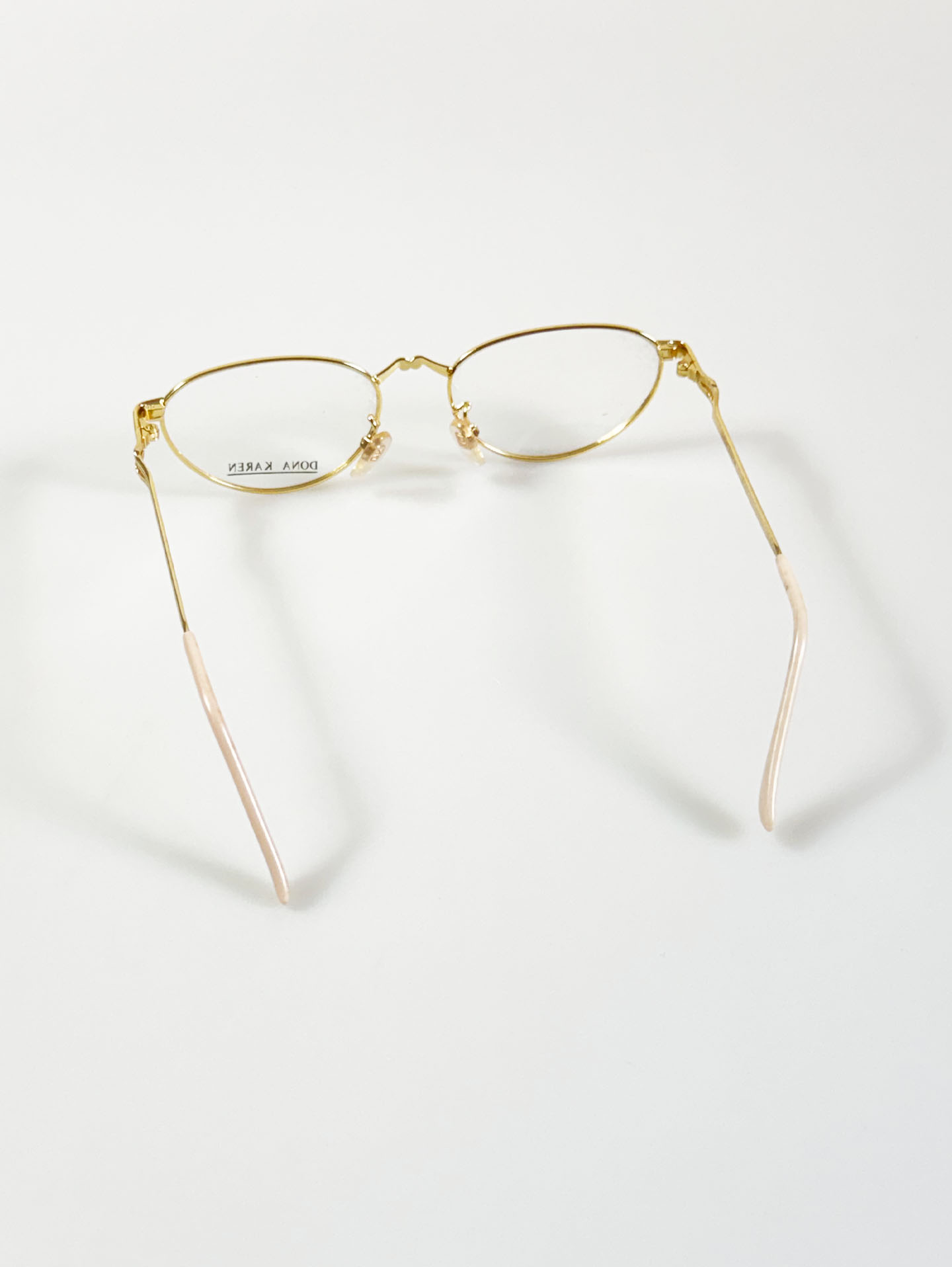 90's DONA KAREN Gold Slim Oval Metal Frame Glasses