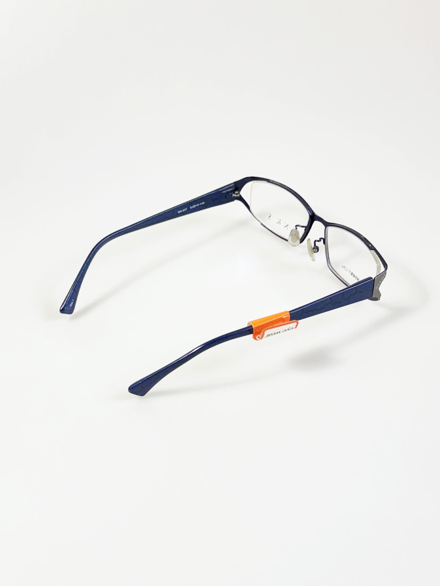 NIKOS Matte Silver& Navy Blue Slim Square Combination Frame Glasses