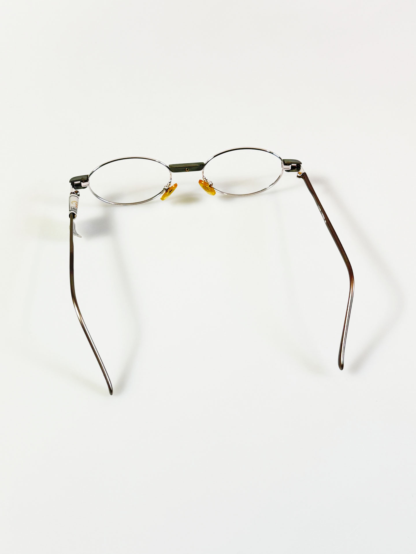 90’s LEAD Slim Oval Block Details Metal Glasses