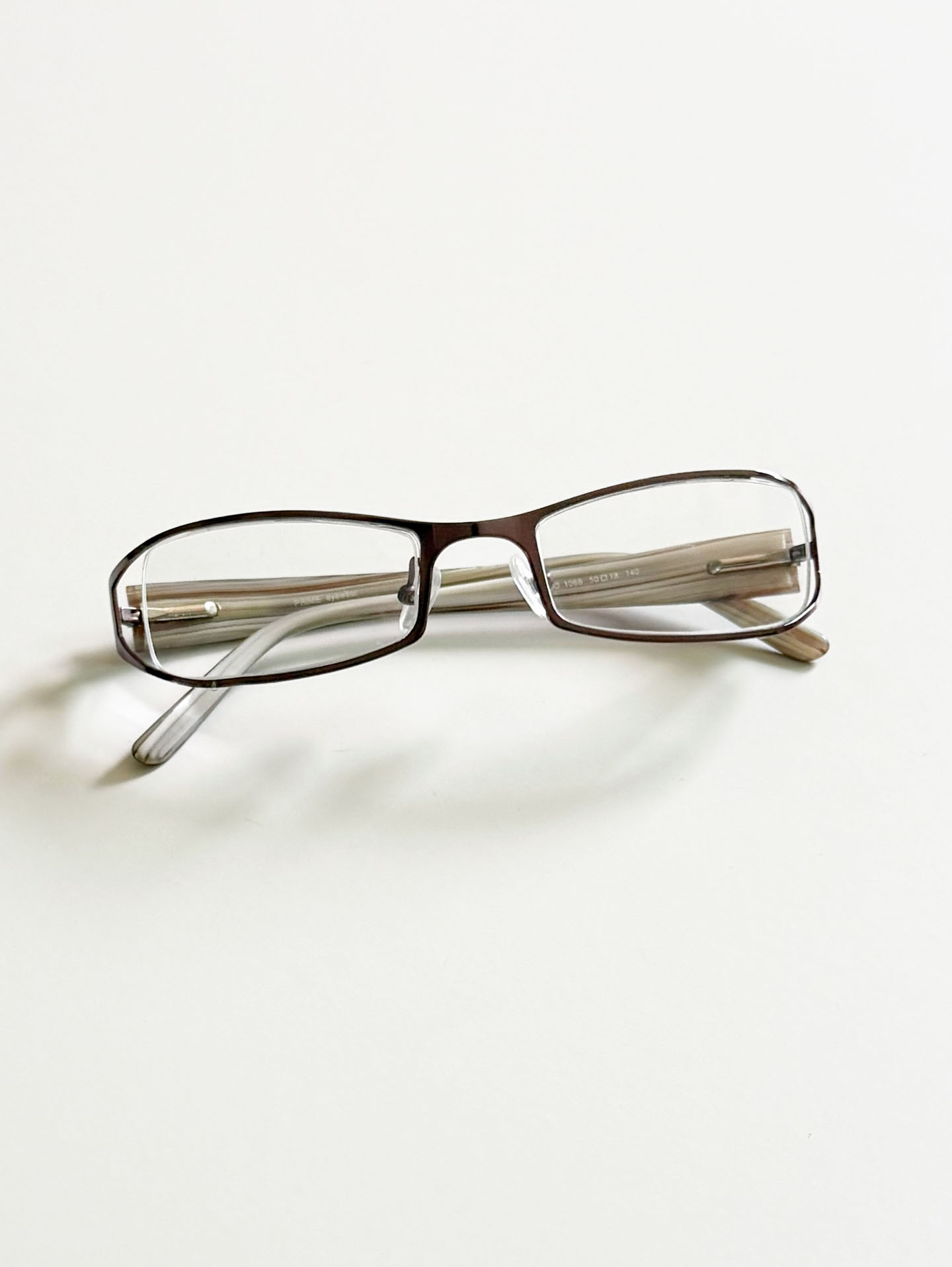 PRIME EYEWEAR Brown Slim Square Metal Frame Glasses