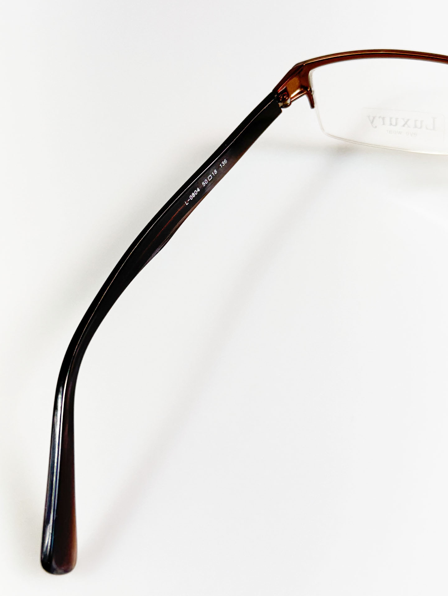 LUXURY Eyewear Brown Square Half-Rim Metal Glasses