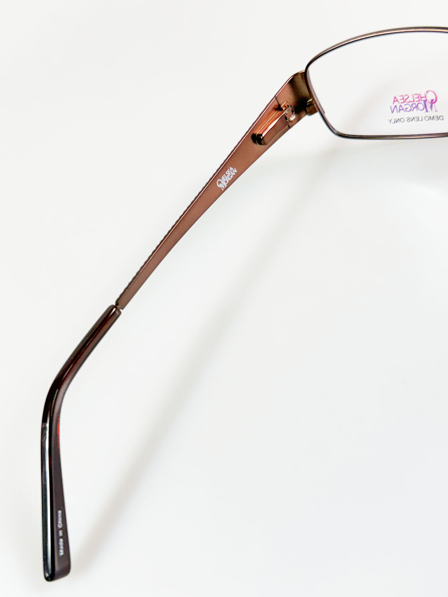 Chelsea Morgan Brown Slim Square Metal Frame Glasses