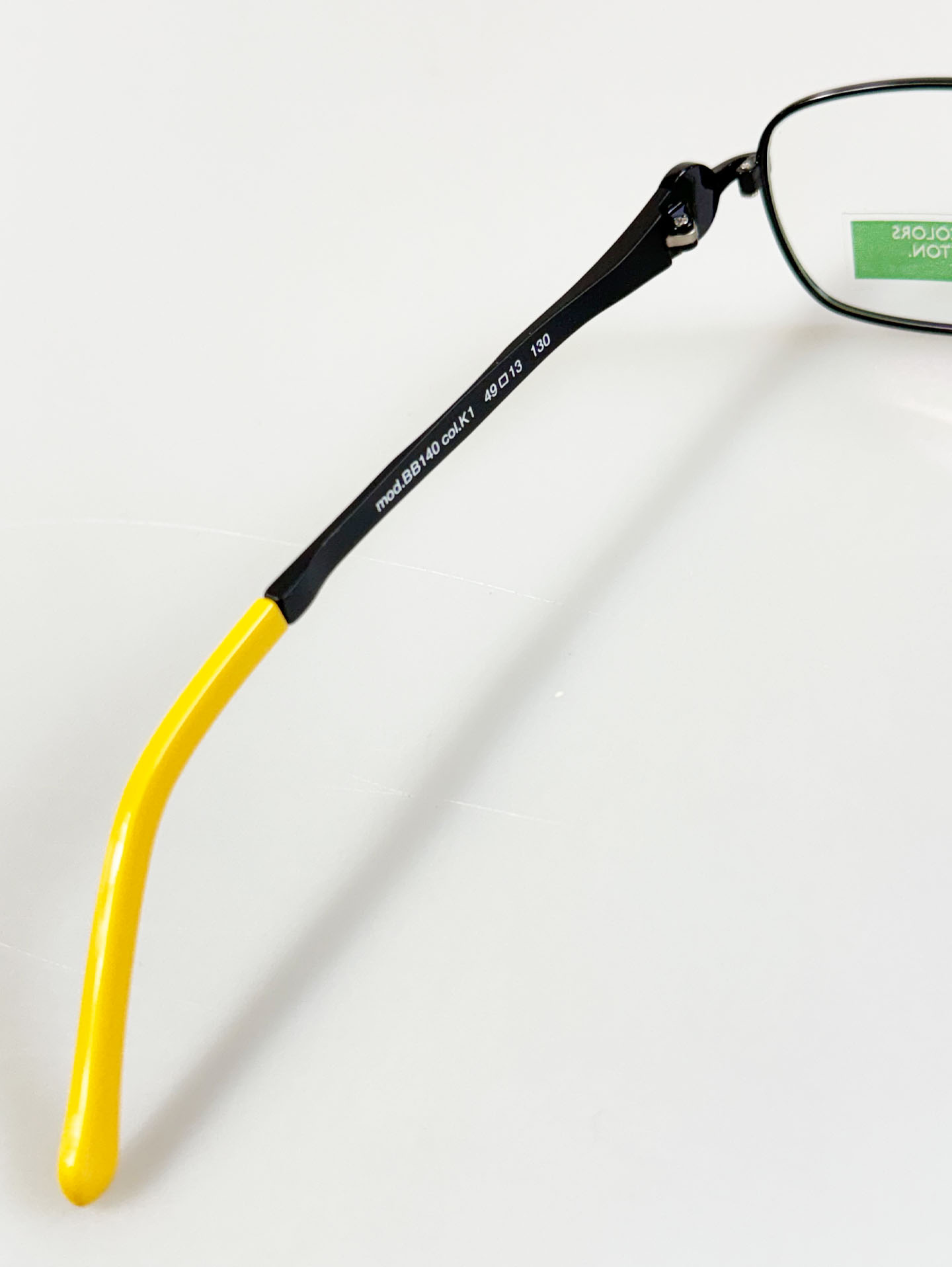BENETTON Black Double Bridge Slim Square Metal Frame Glasses