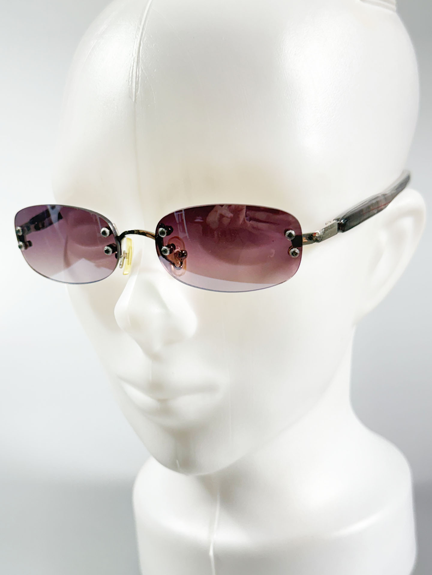 Silver Rimless Square Metal Frame Sunglasses