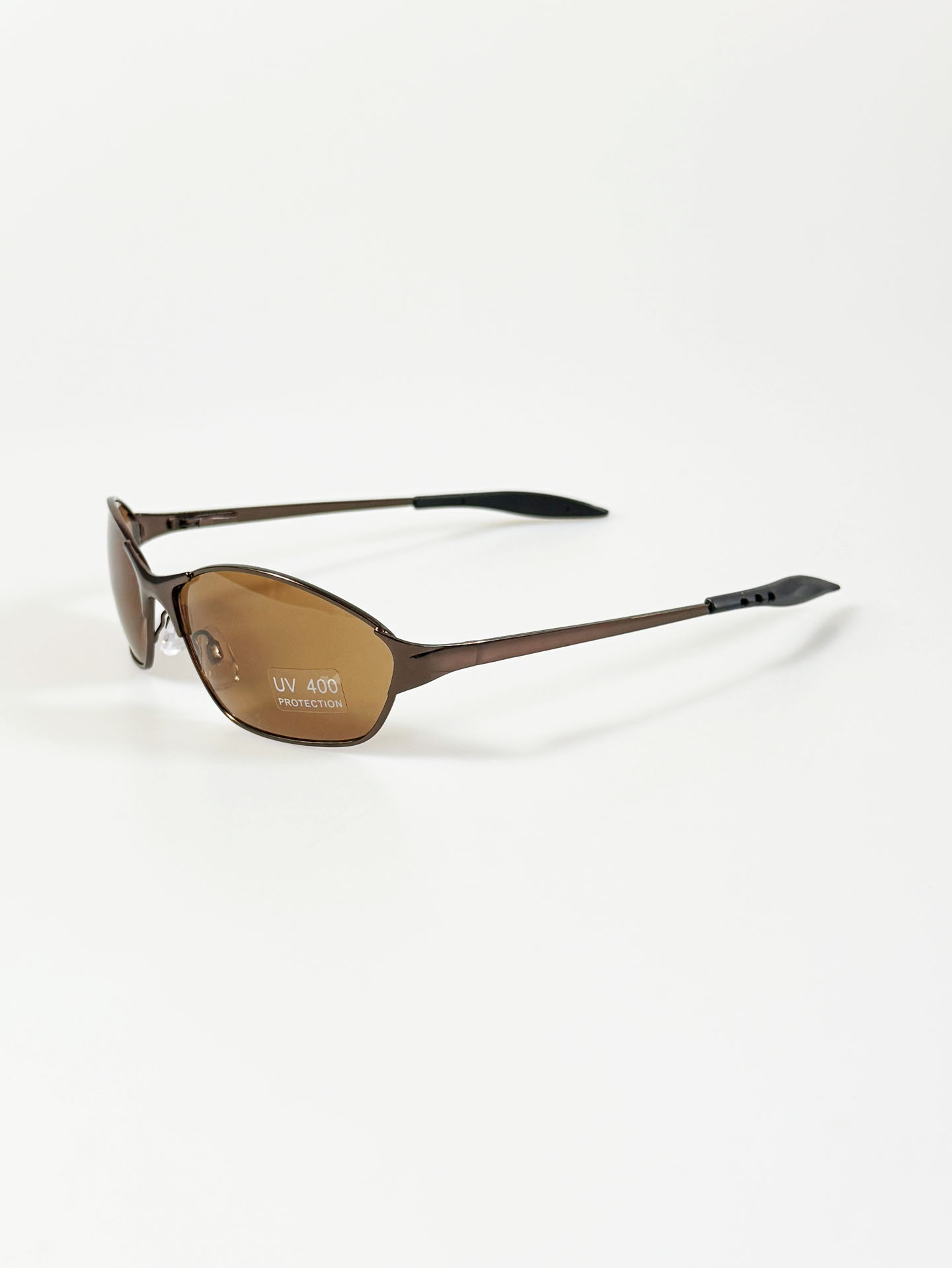 Bronze Wraparound Square Metal Tint Sunglasses