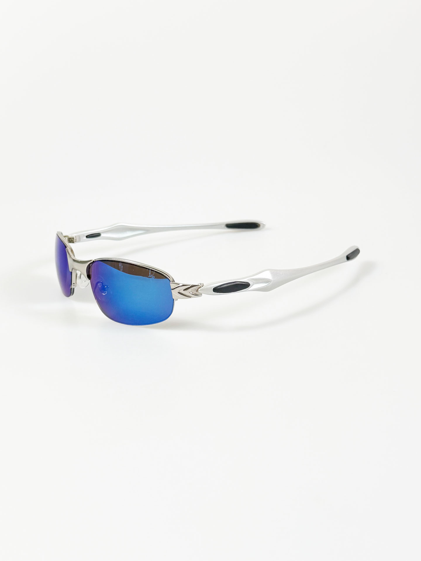 Silver Semi-Rimless Square Metal Mirrored Sunglasses