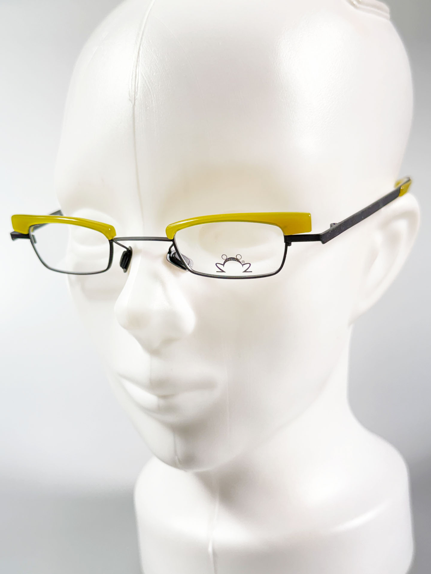 Eye’DC Black & Lime Frog-Inspired Square Combination Frame Glasses (made in France)
