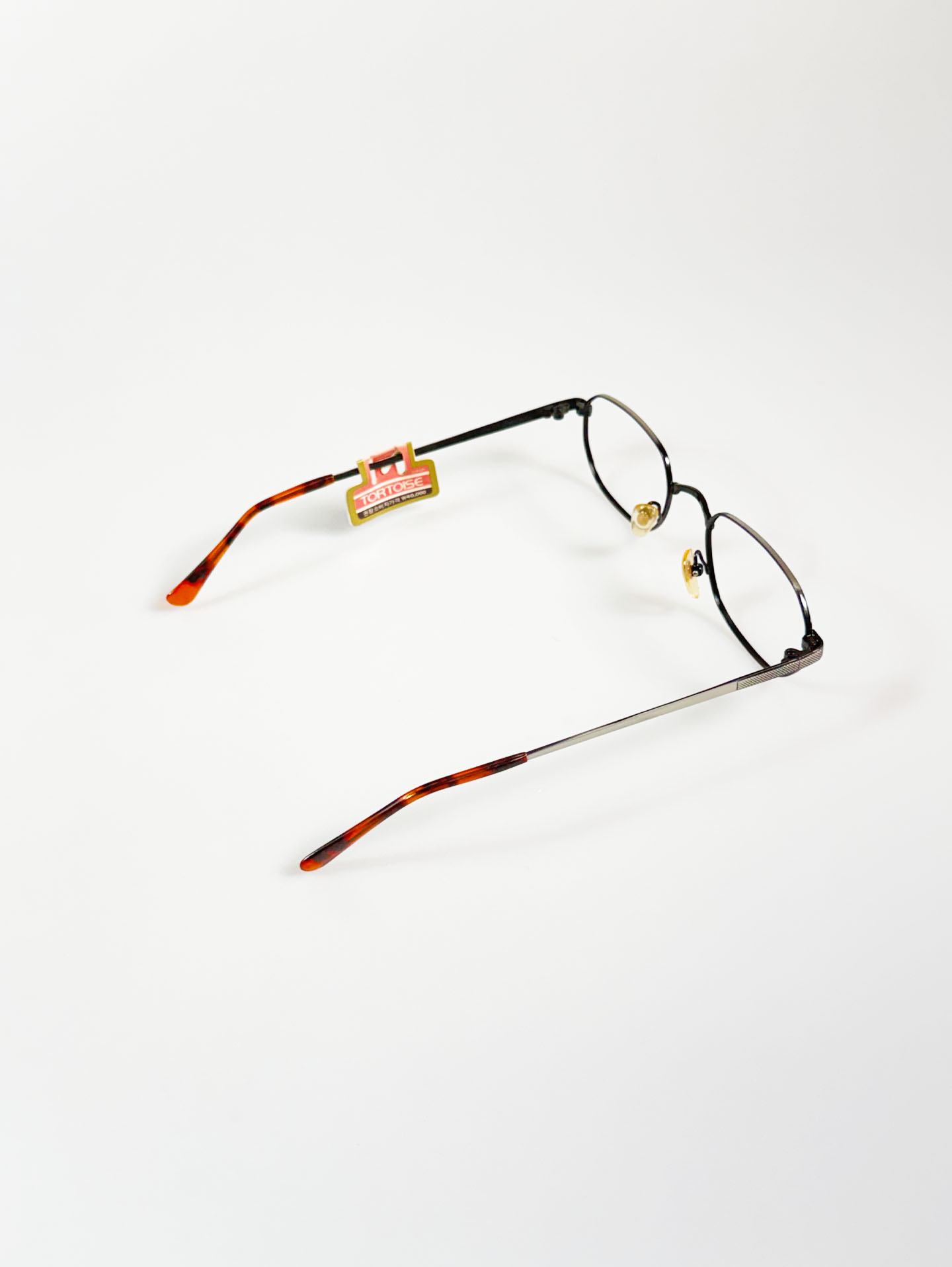 90's TORTOISE Gunmetal Slim Square Frame Glasses