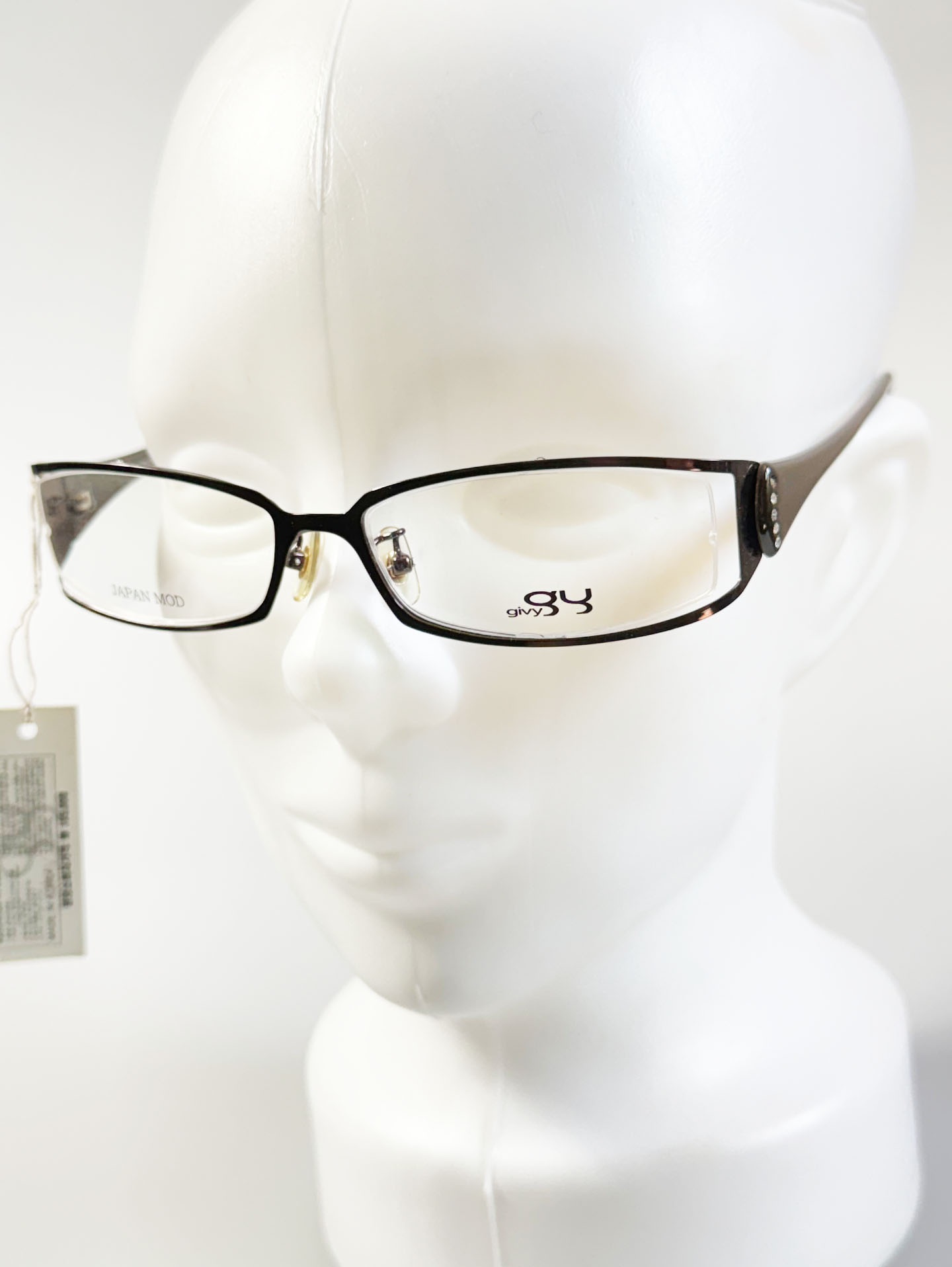 GIVY Brown Slim Square Metal Combination Frame Glasses