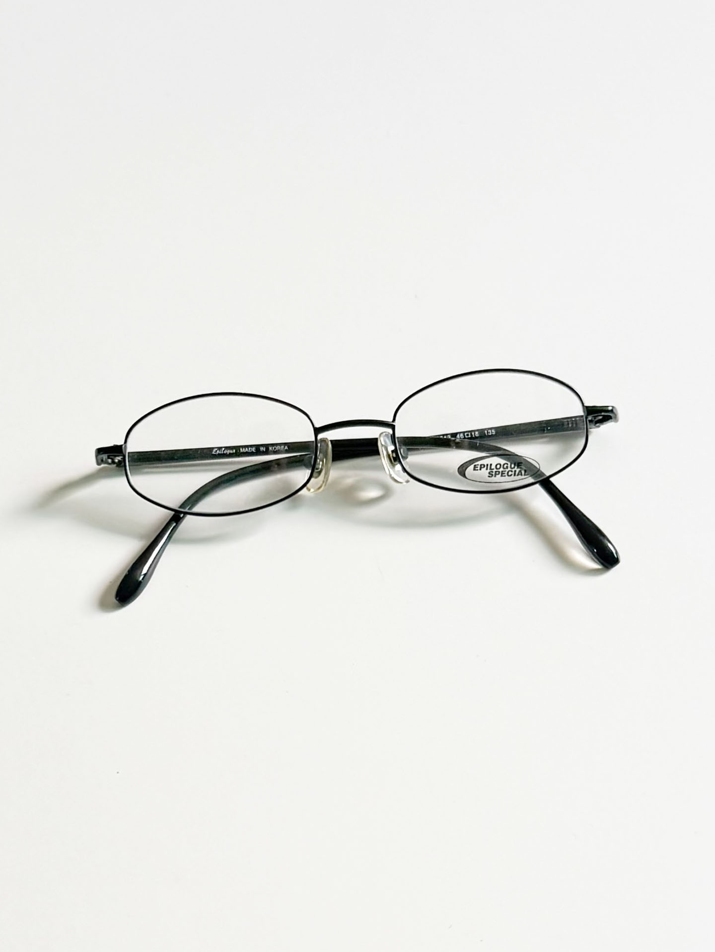 EPILOGUE Black Slim Oval Metal Frame Glasses