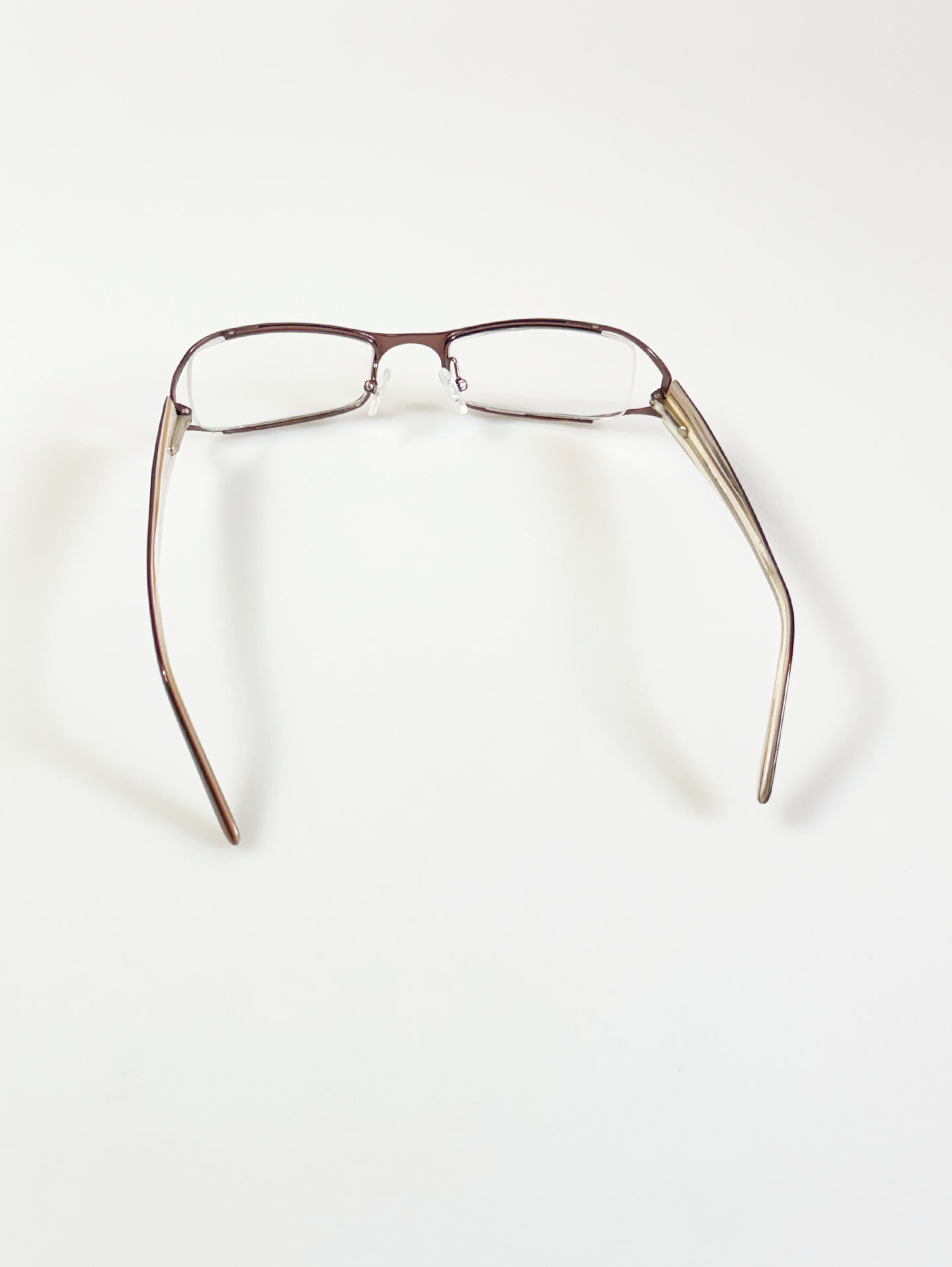 PRIME EYEWEAR Brown Slim Square Metal Frame Glasses