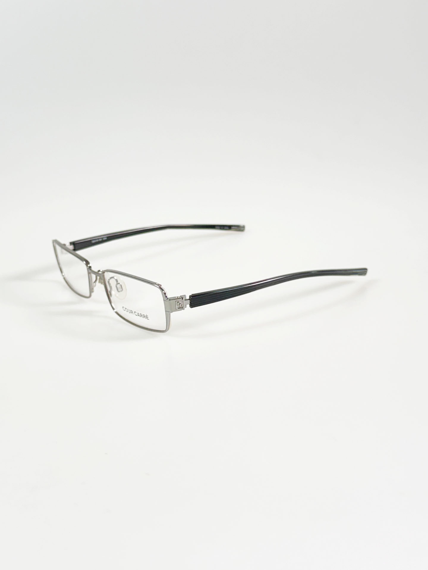 COUR CARRÉ Silver Slim Square Metal Frame Glasses