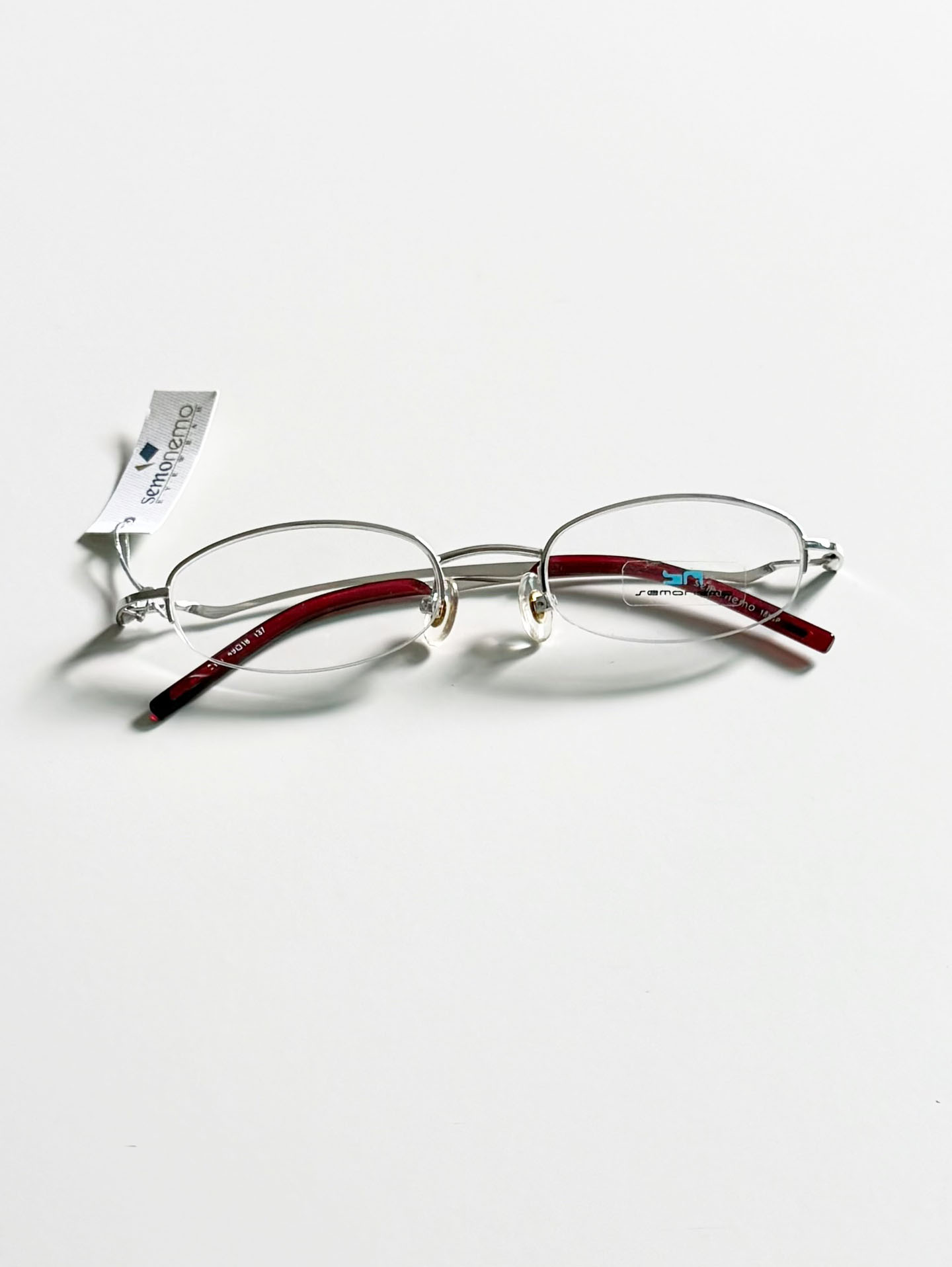 SEMONEMO Silver Semi-Rimless Oval Metal Glasses