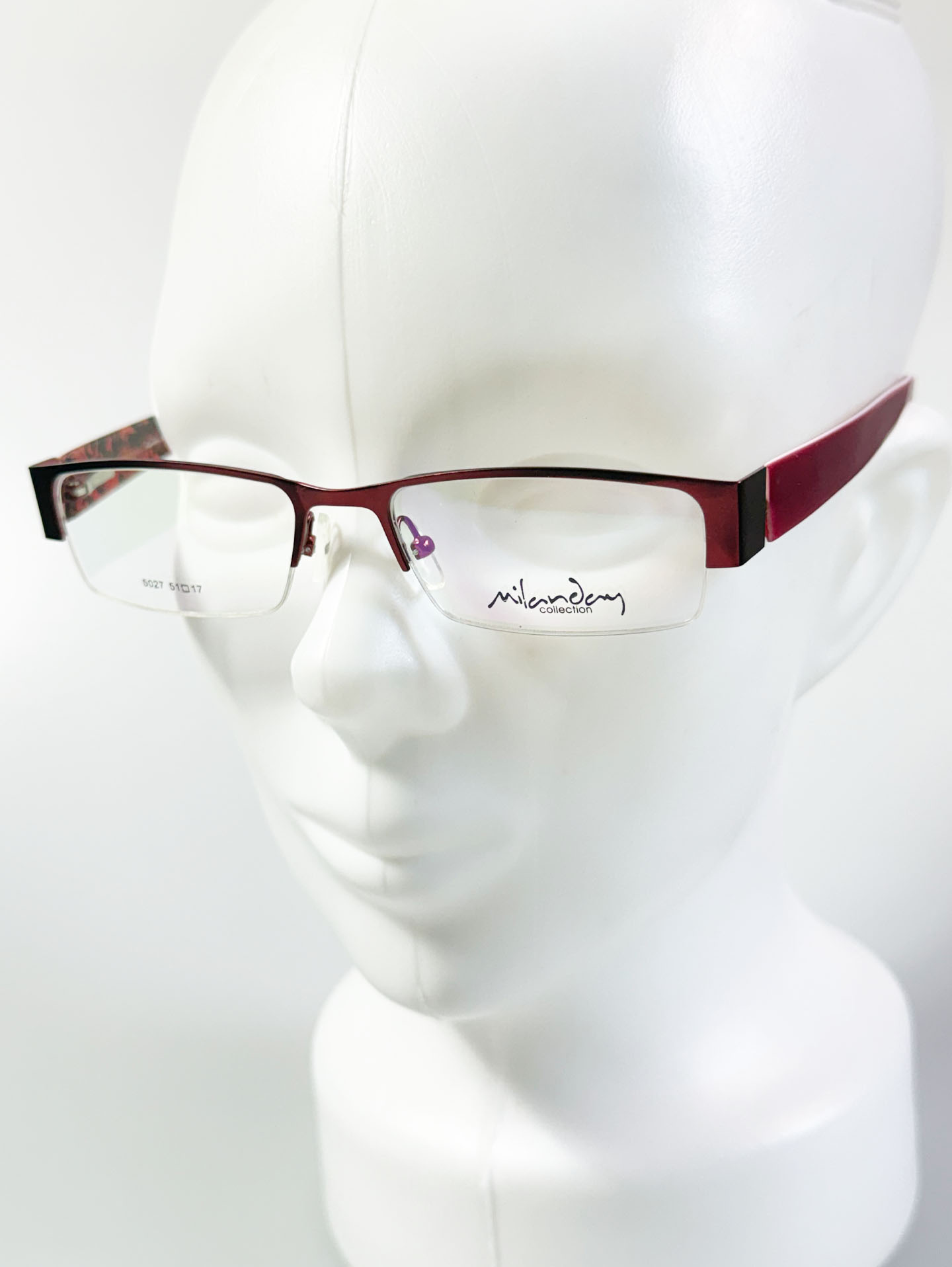 Milanday Half Rim Square Red Metal Frame Glasses