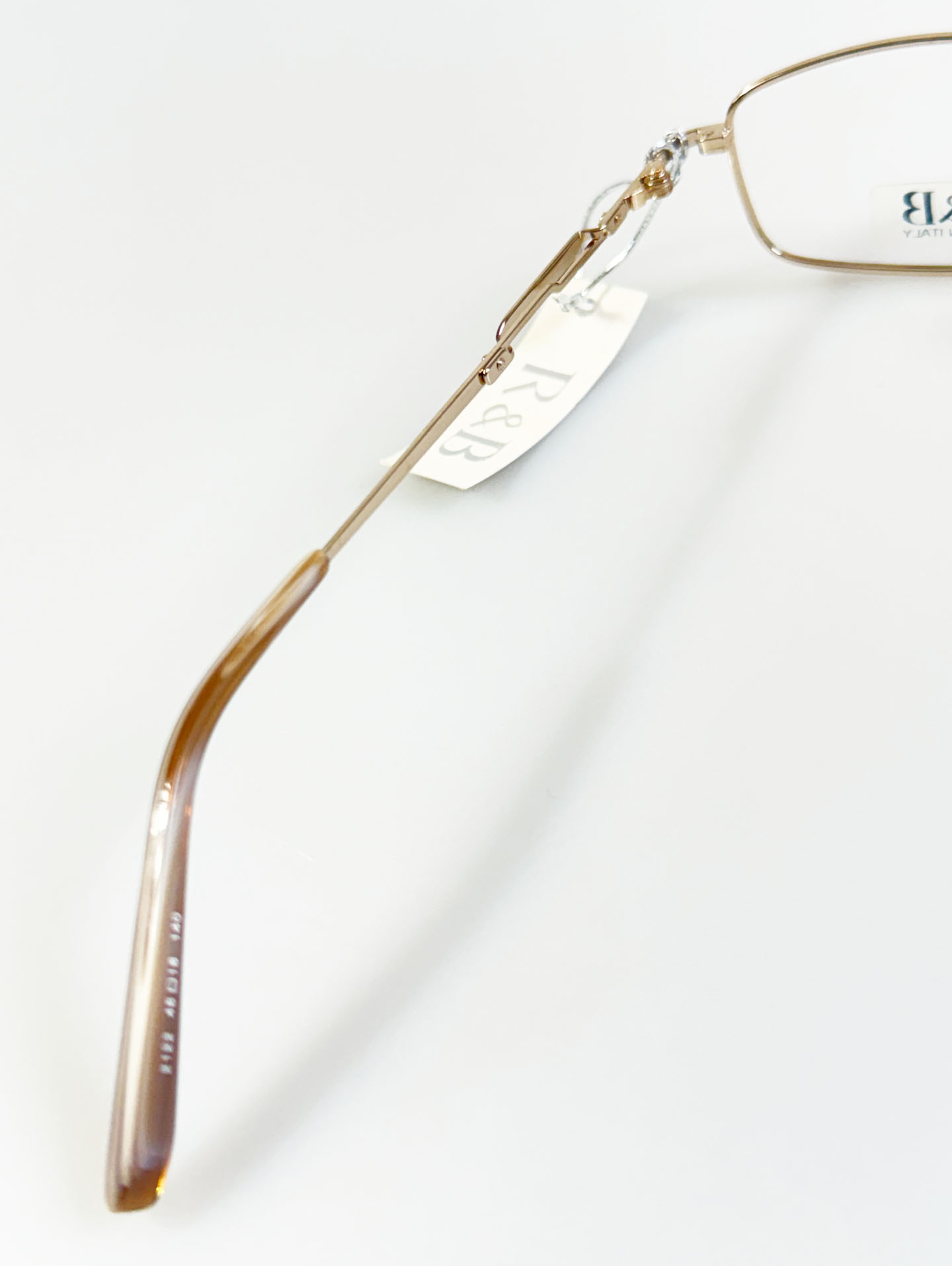 R&B Eyewear Gold Slim Square Metal Glasses