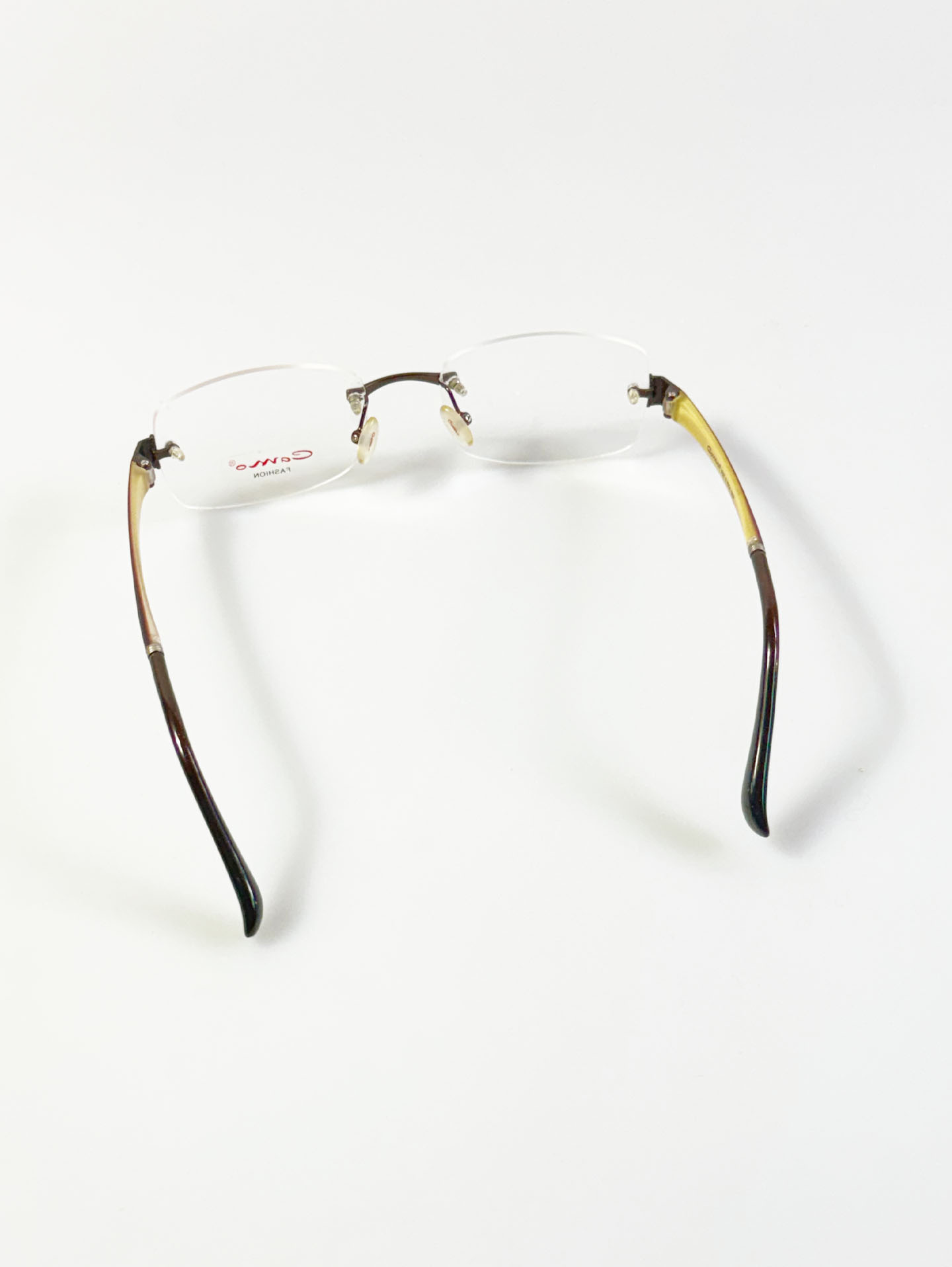 CAMO FASHION Dark Brown Rimless Square Metal Glasses