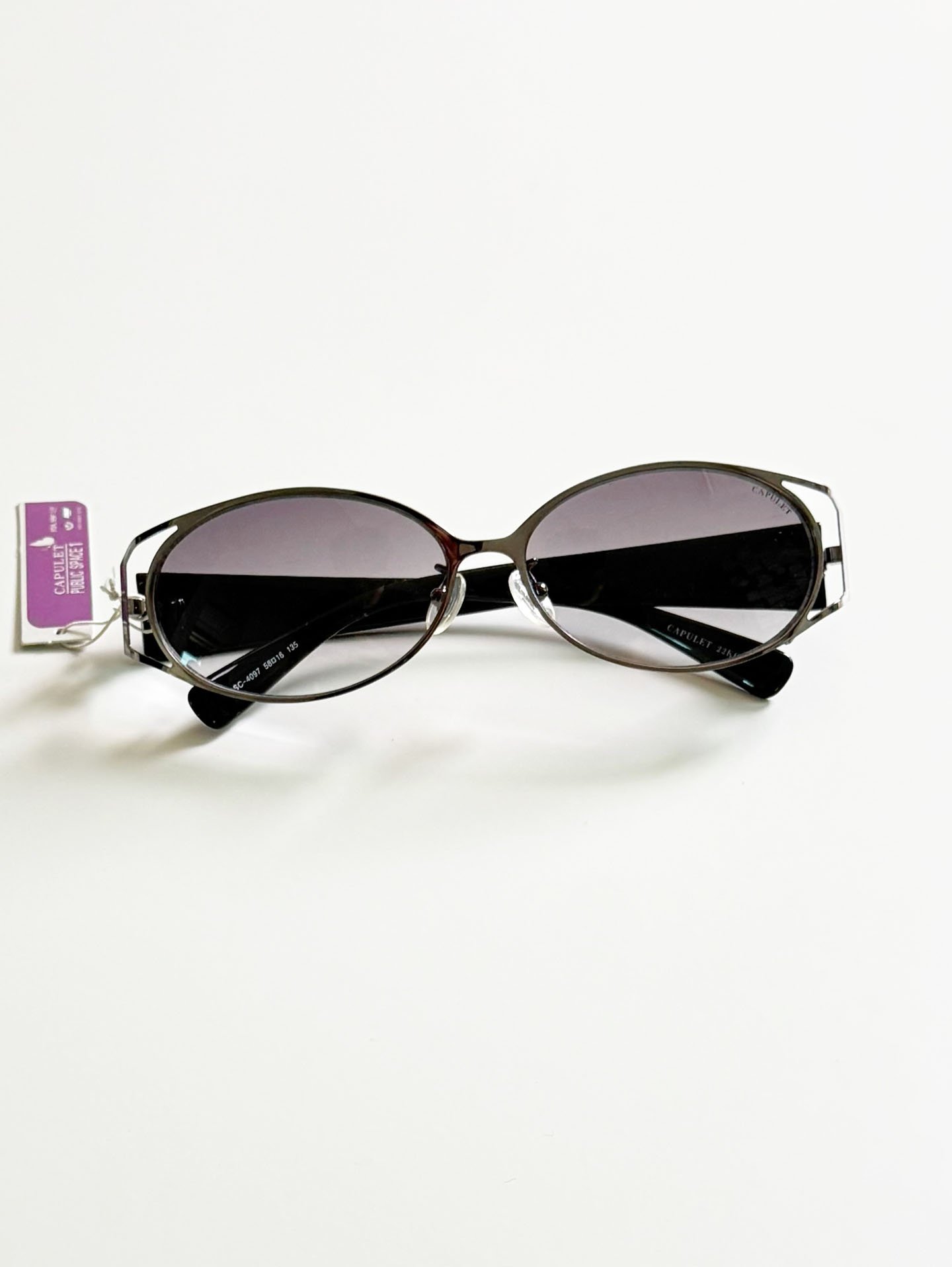 CAPULET Silver Oval Metal Combination Frame Sunglasses