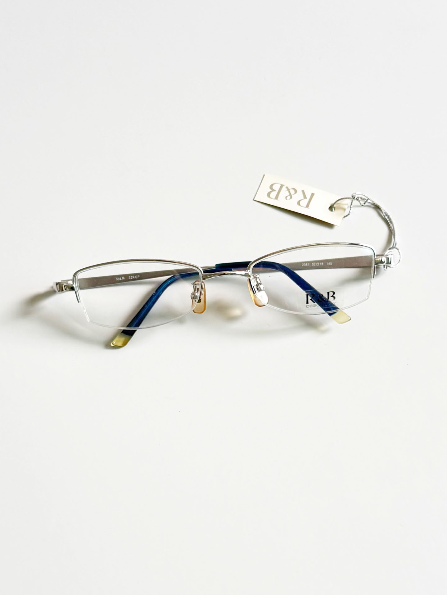 R&B Eyewear Silver Semi-Rimless Metal Wire Frame Glasses
